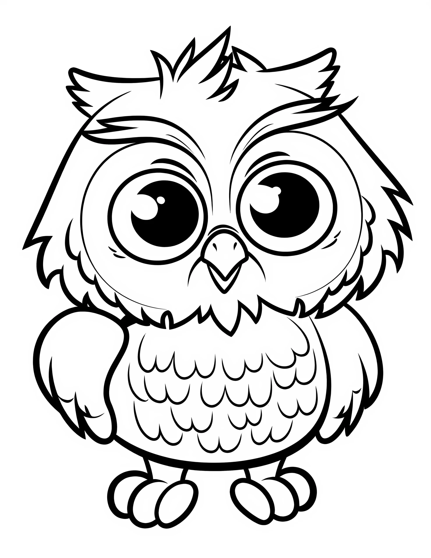 Owl for kids coloring page on white color background #32280