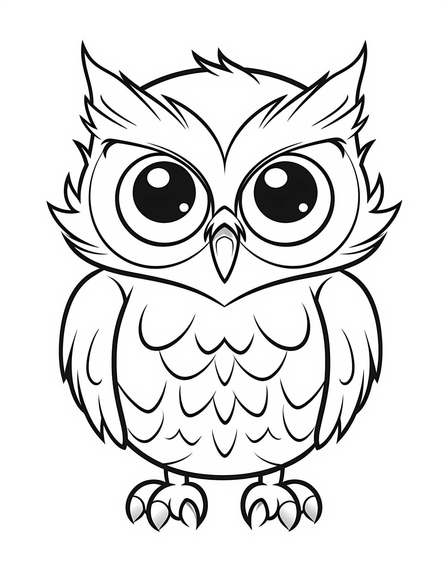 Owl for kids coloring page on white color background #32281