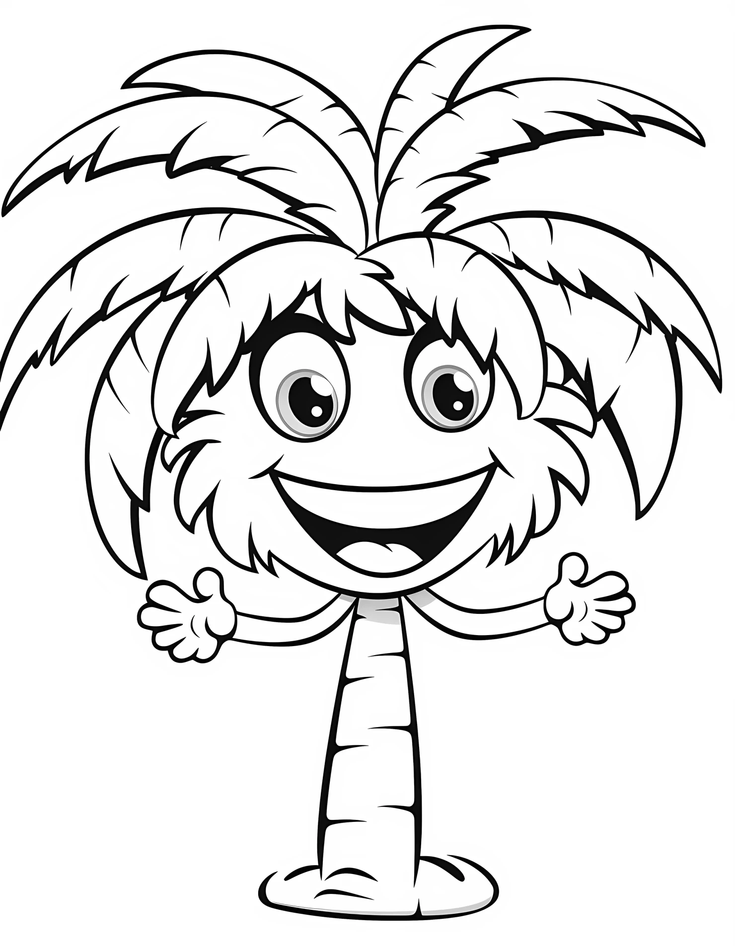 Palm tree for kids coloring page on white color background #32286