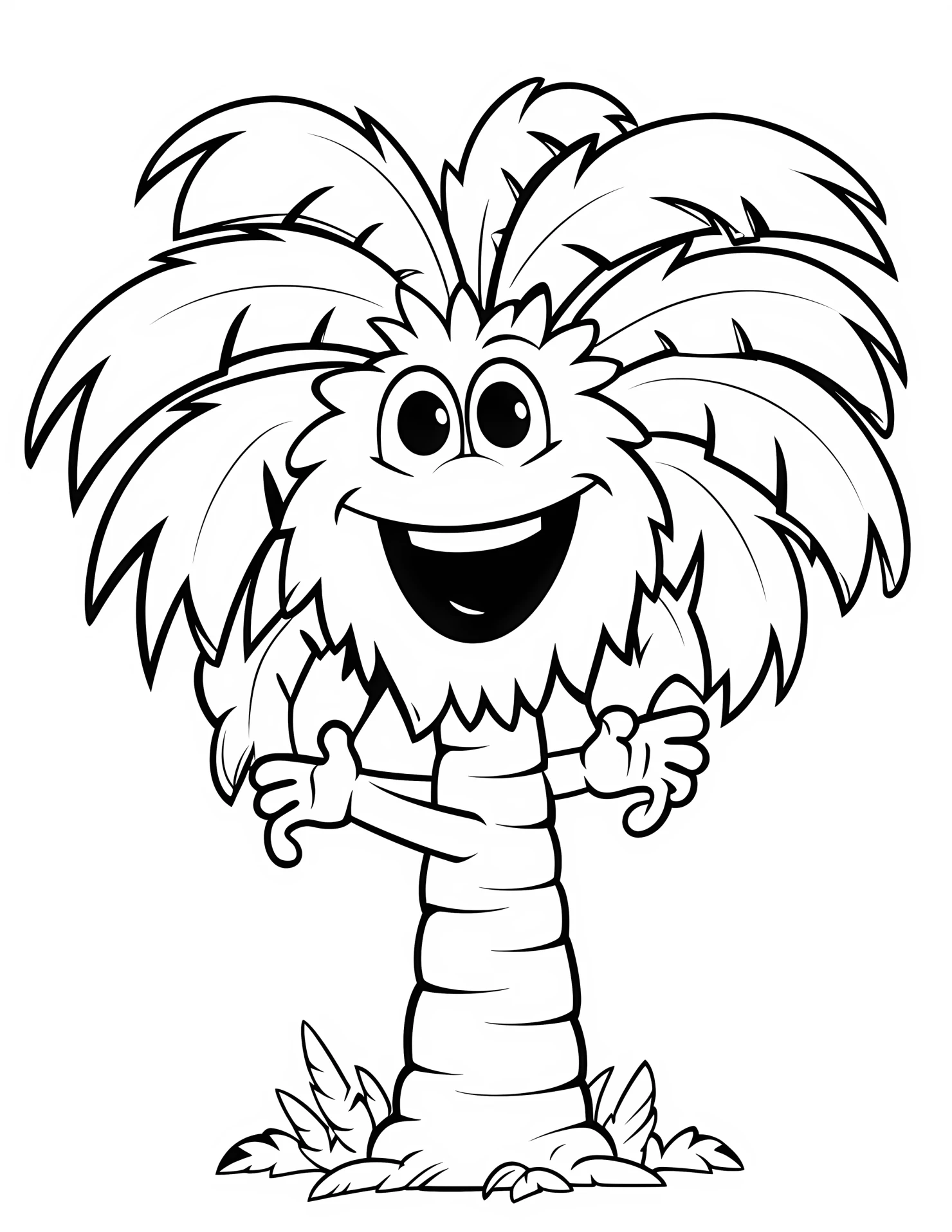 Palm tree for kids coloring page on white color background #32287