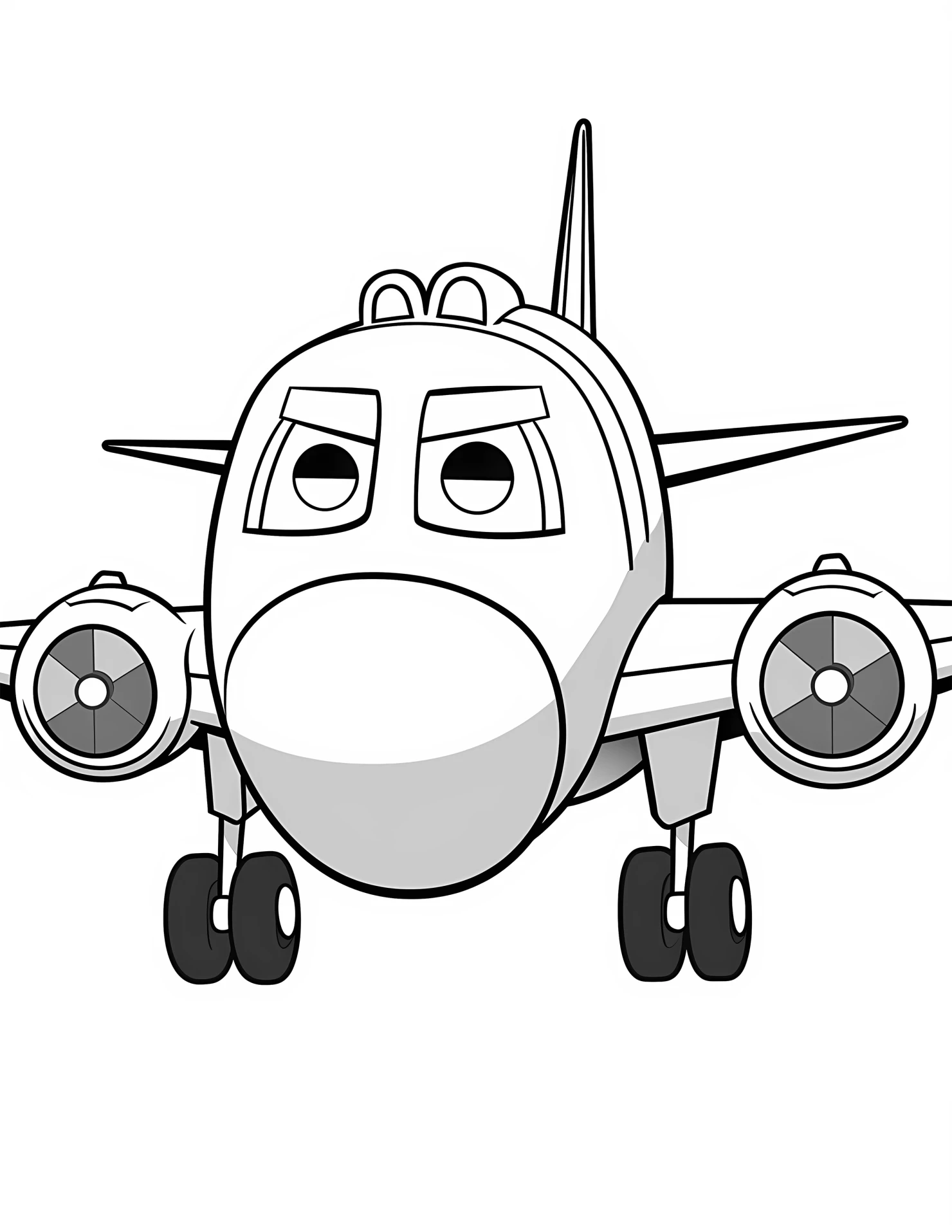 Passenger plane for kids coloring page on white color background #32300