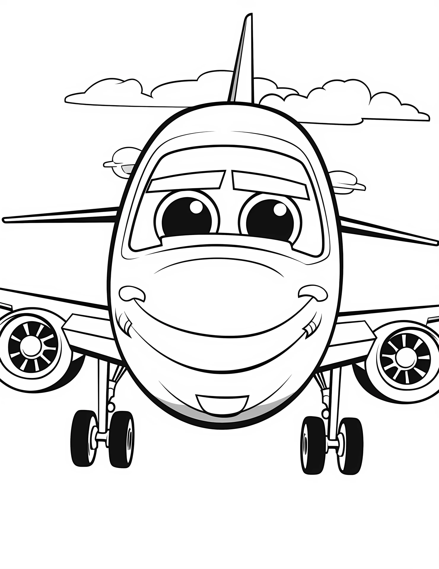 Passenger plane for kids coloring page on white color background #32301