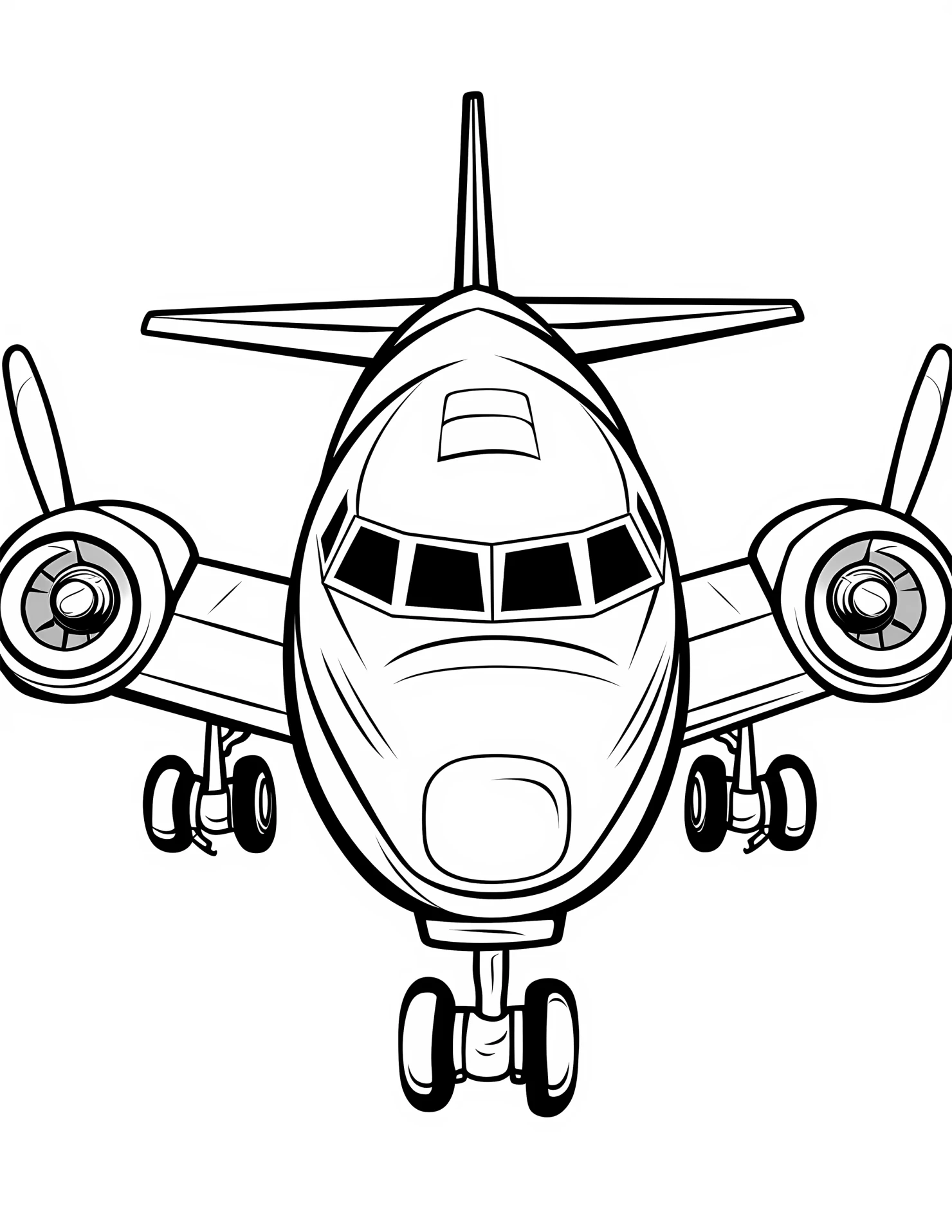 Passenger plane for kids coloring page on white color background #32303