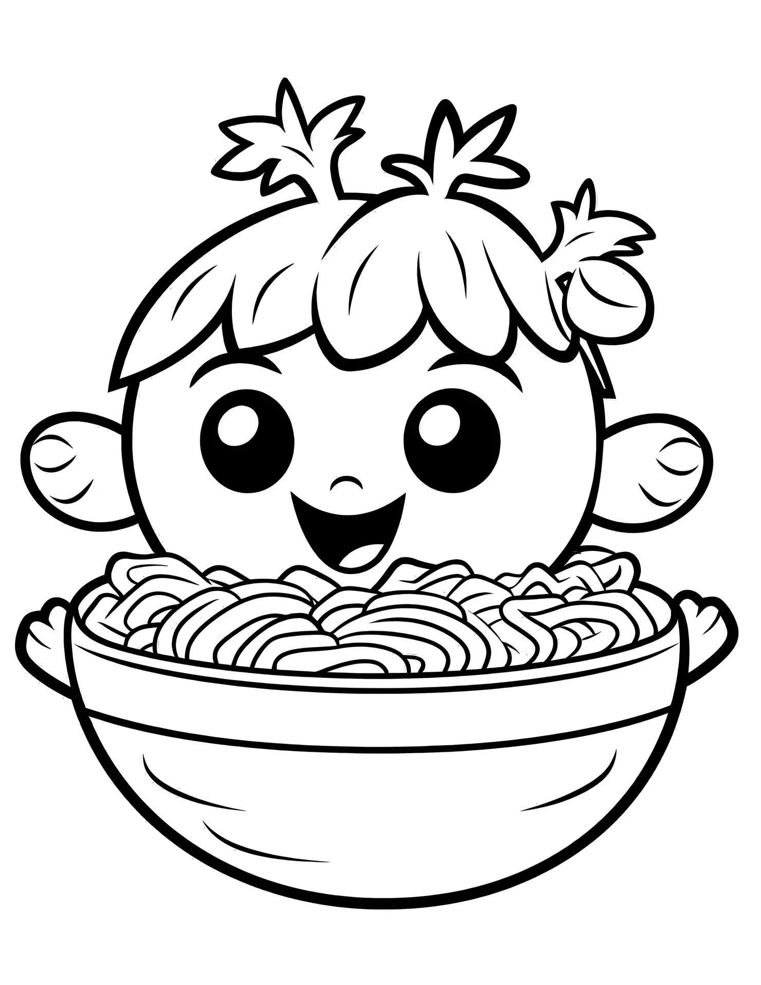 Pasta for kids coloring page on white color background #32307