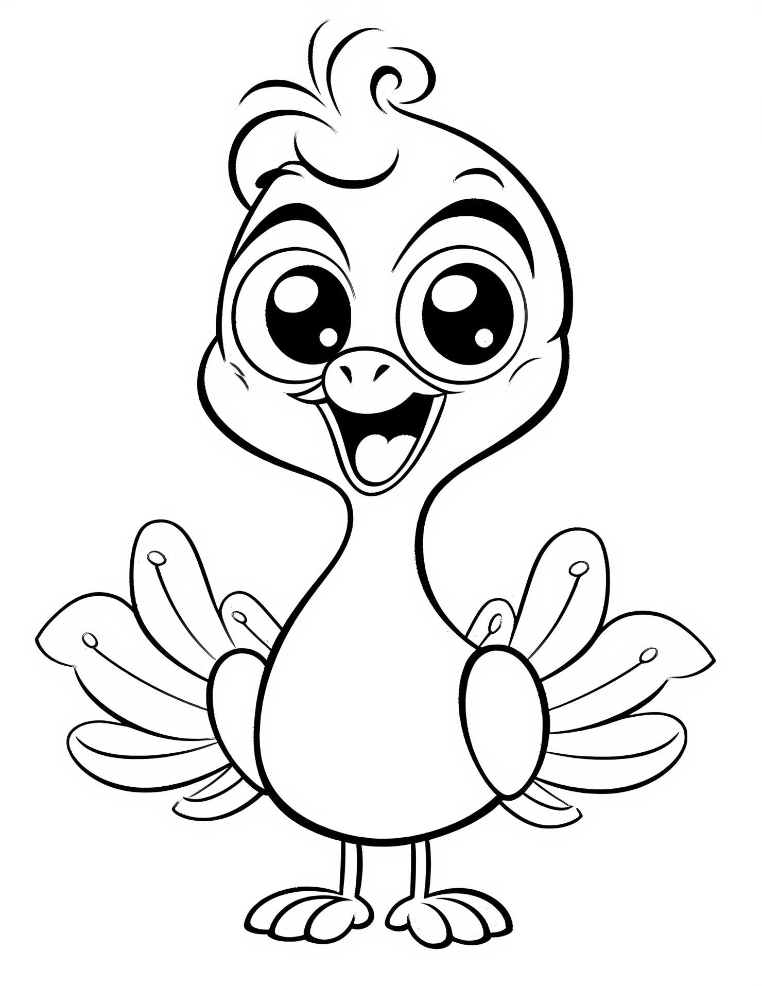 Peacock for kids coloring page on white color background #32313
