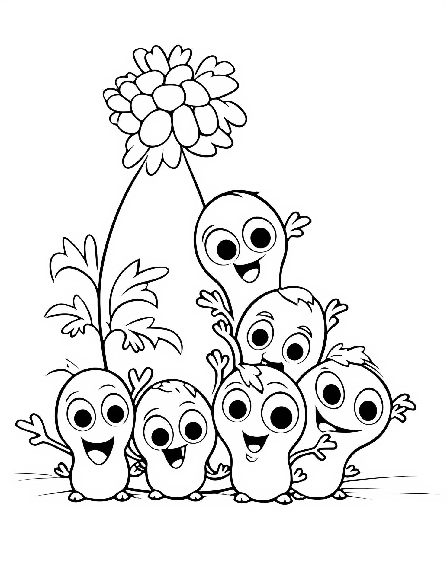 Peas for kids coloring page on white color background #32321