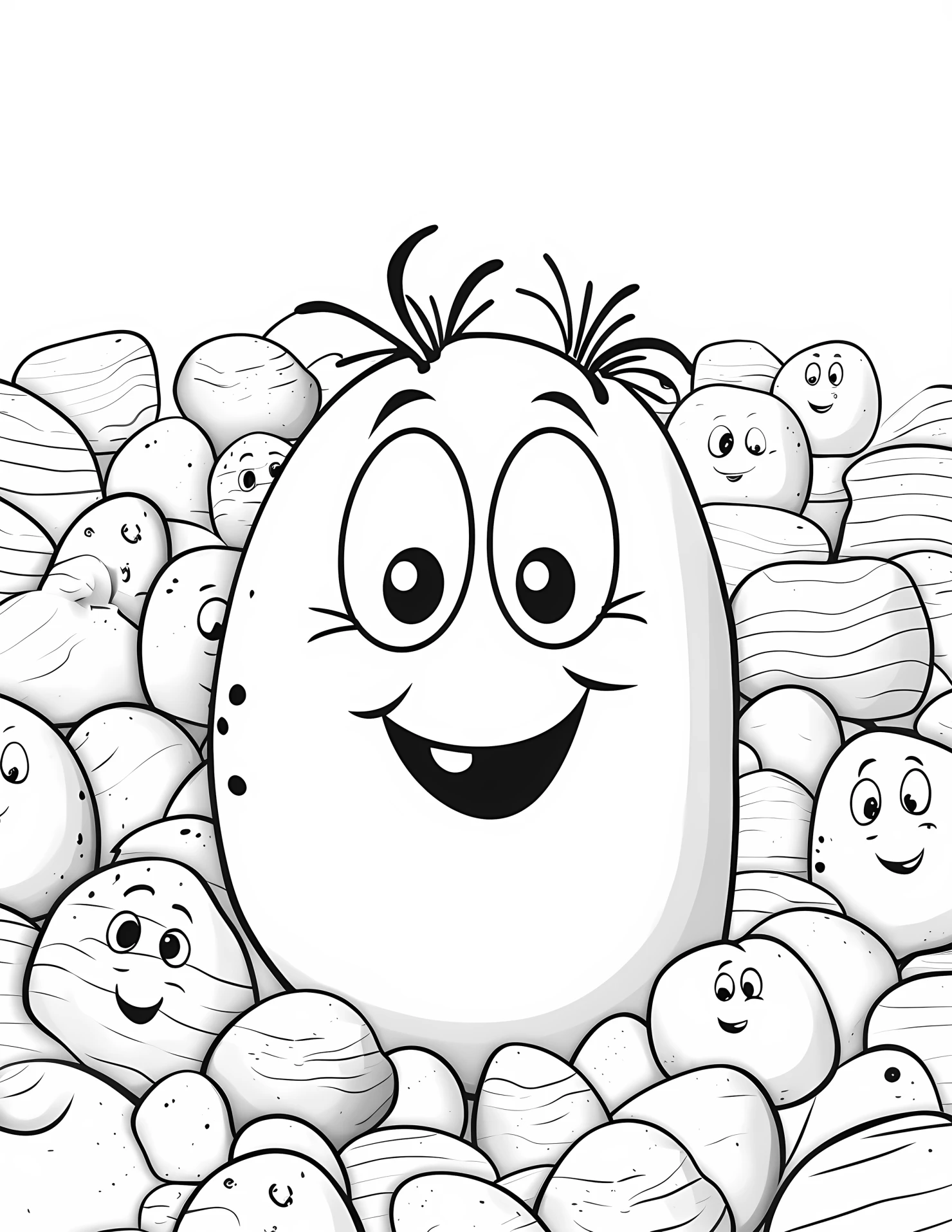 Pebbles for kids coloring page on white color background #32322
