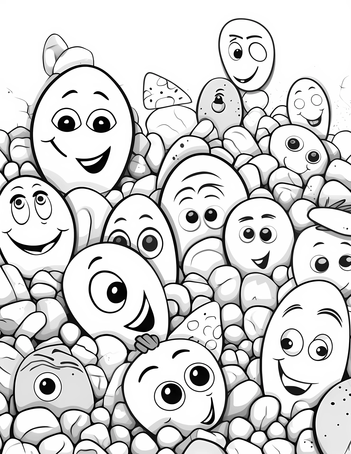 Pebbles for kids coloring page on white color background #32324