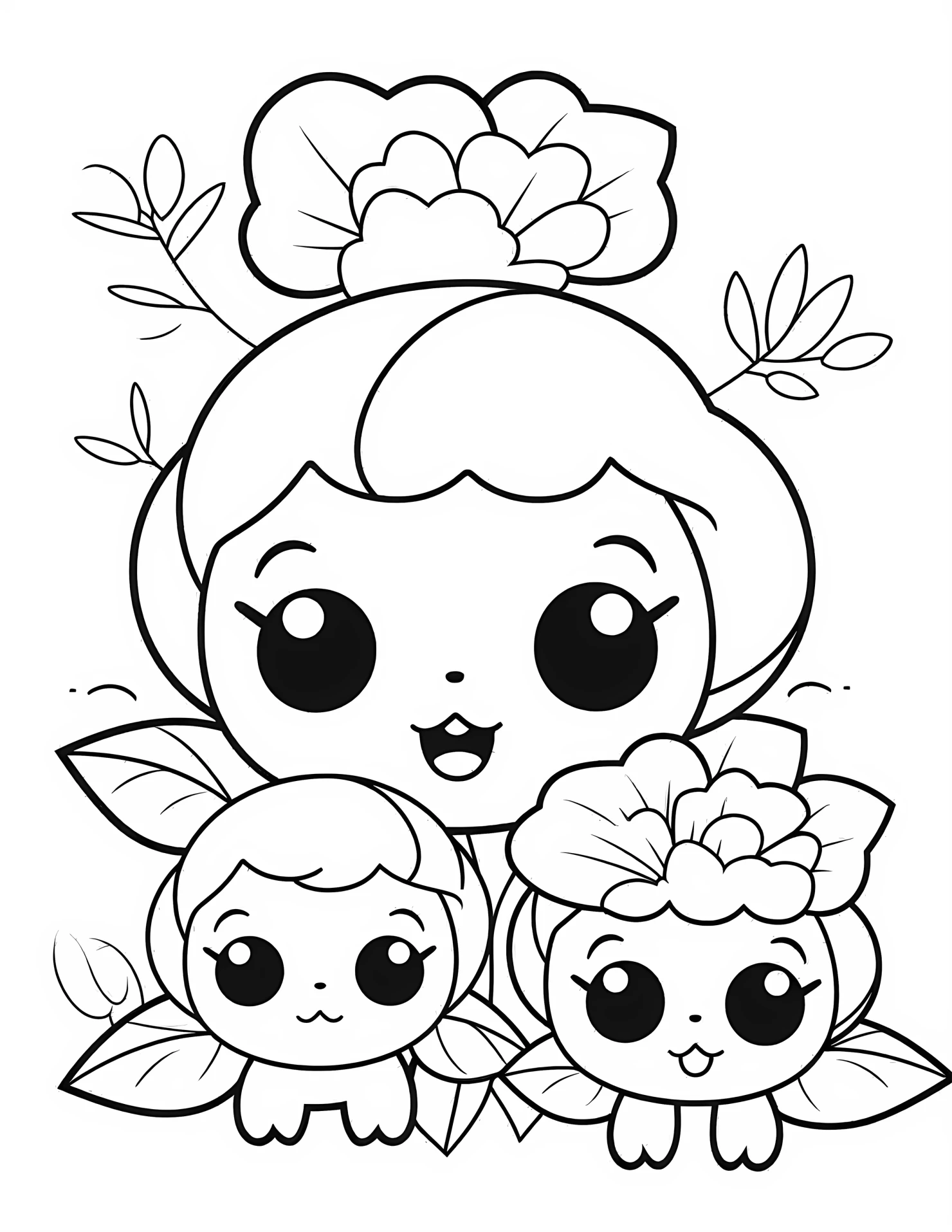 Peonies for kids coloring page on white color background #32330