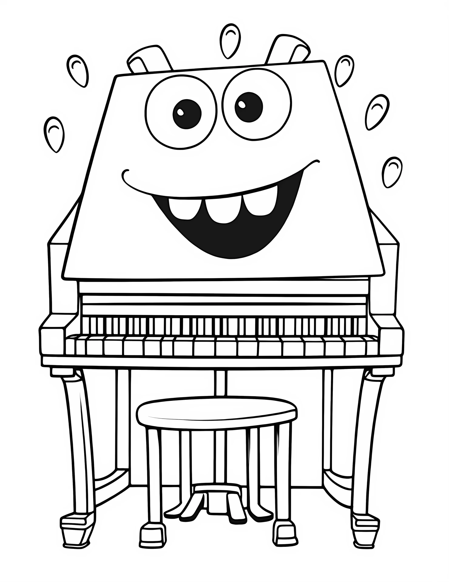 Piano for kids coloring page on white color background #32339