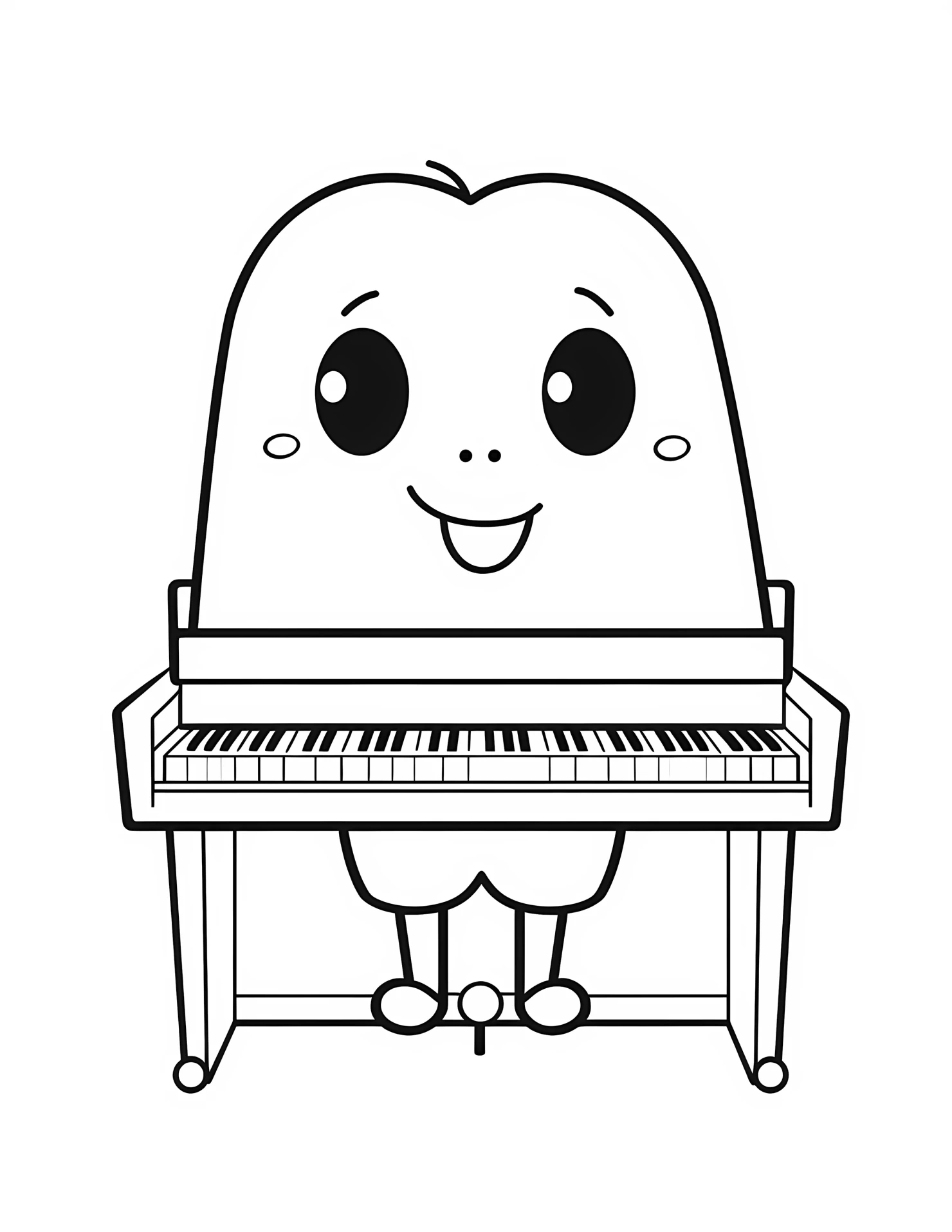 Piano for kids coloring page on white color background #32341