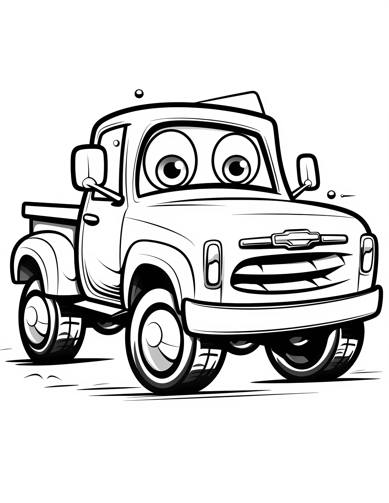 Pickup truck for kids coloring page on white color background #32342