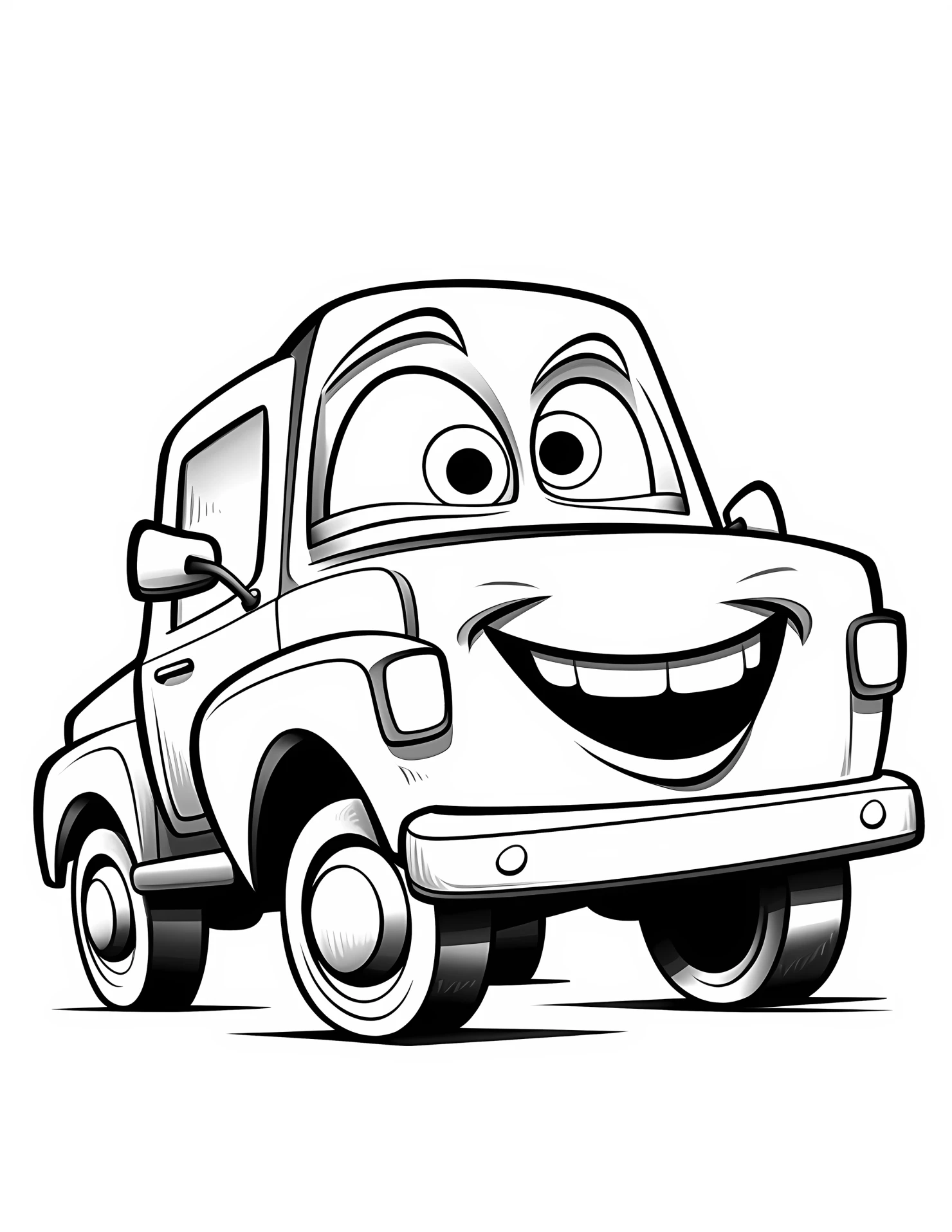 Pickup truck for kids coloring page on white color background #32344