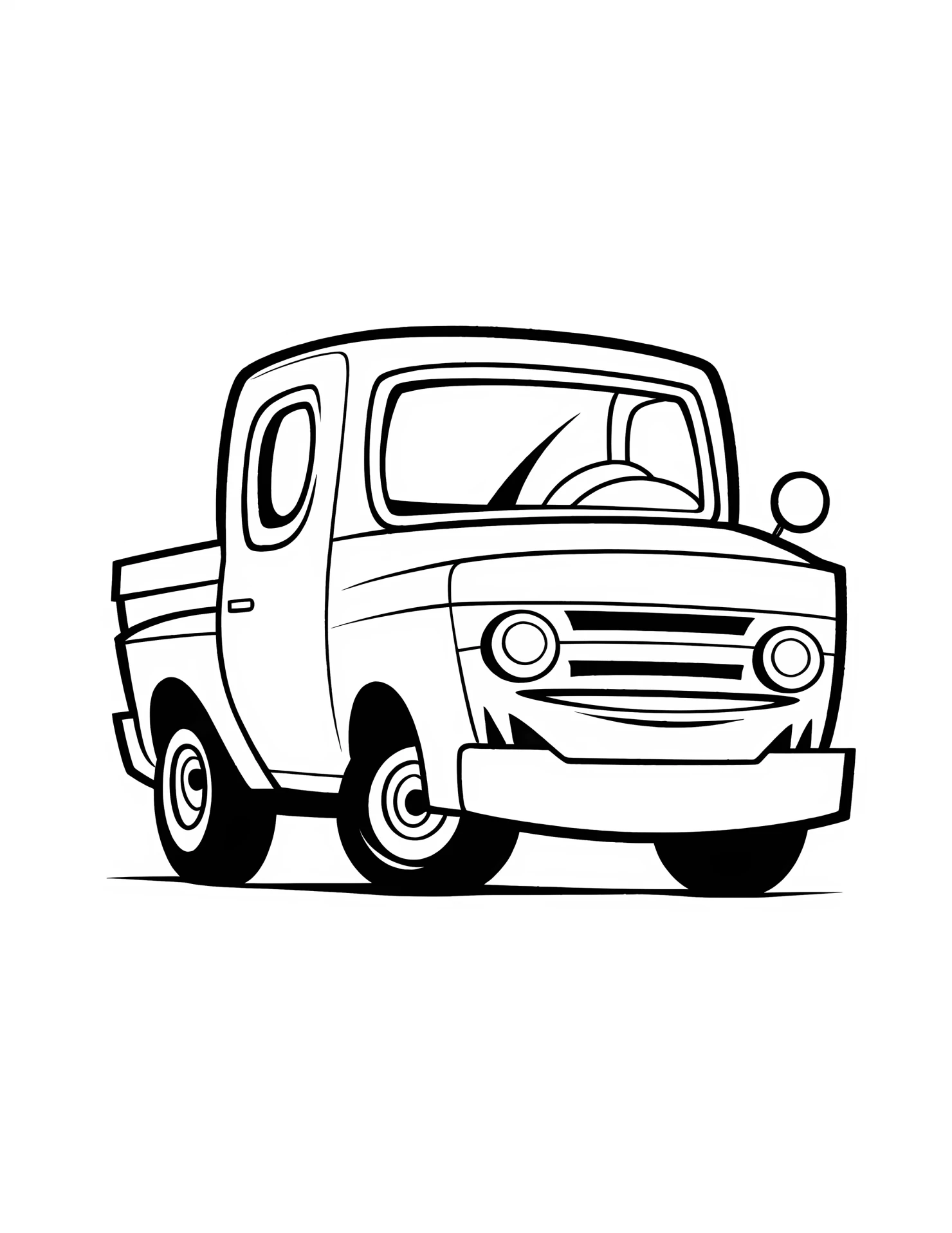 Pickup truck for kids coloring page on white color background #32345