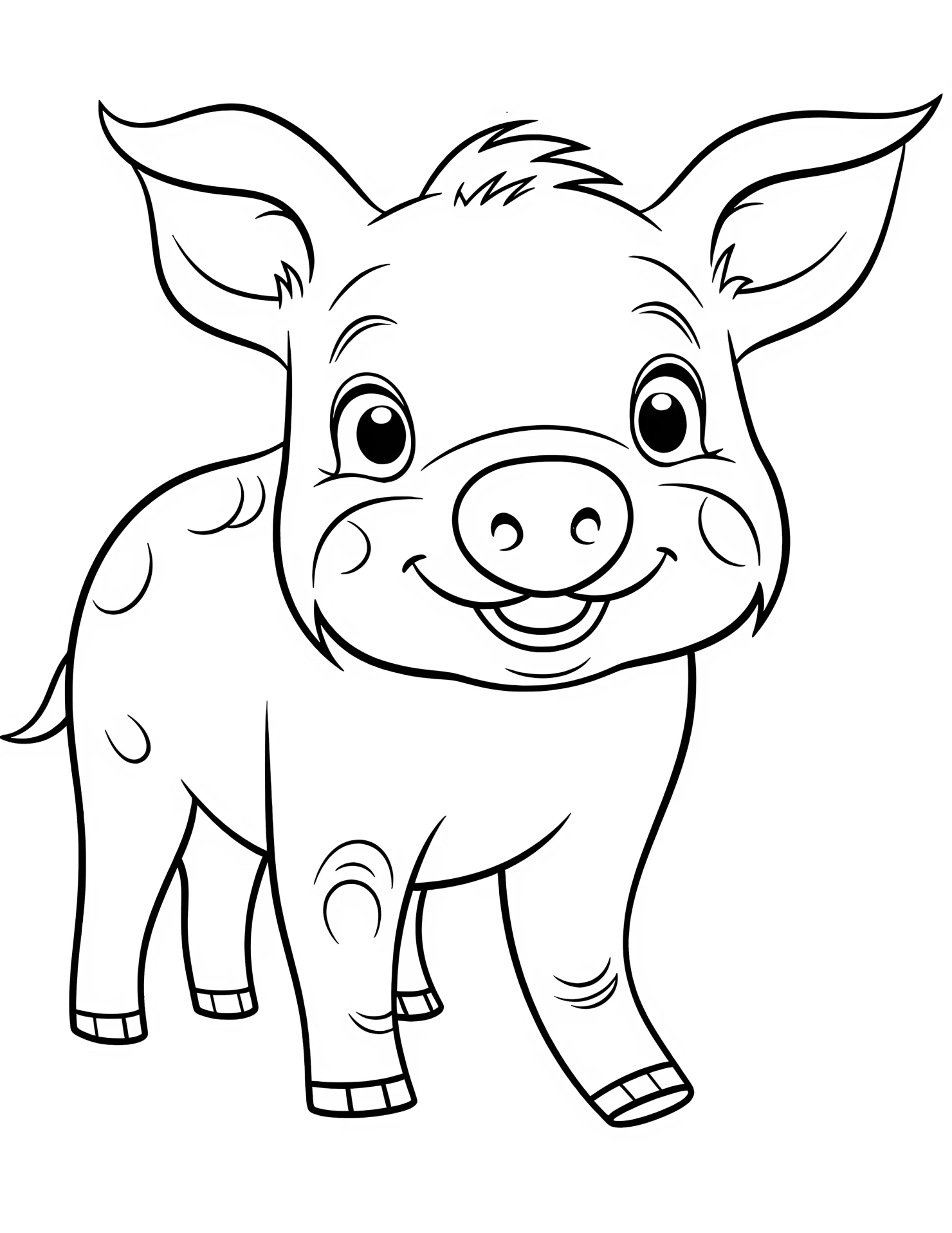 Pig for kids coloring page on white color background #32350