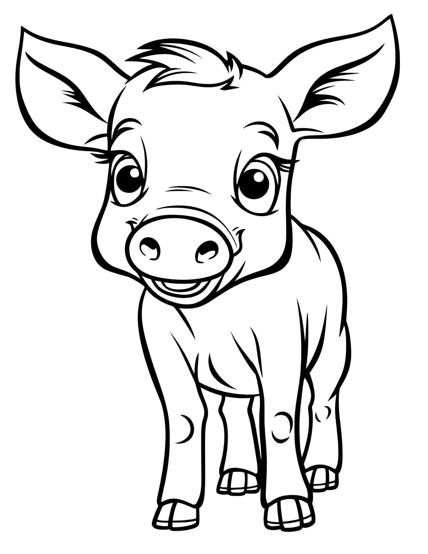 Pig for kids coloring page on white color background #32352