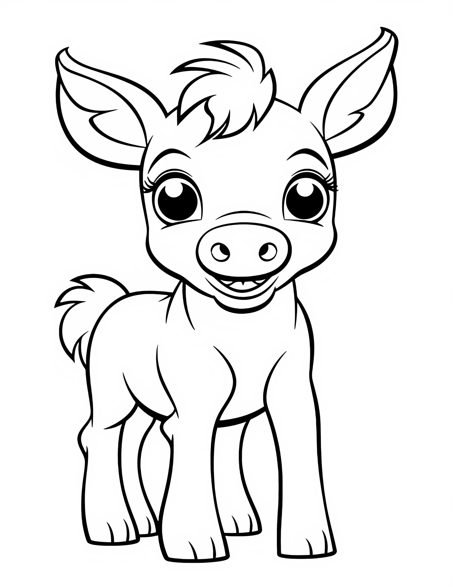 Pig for kids coloring page on white color background #32353