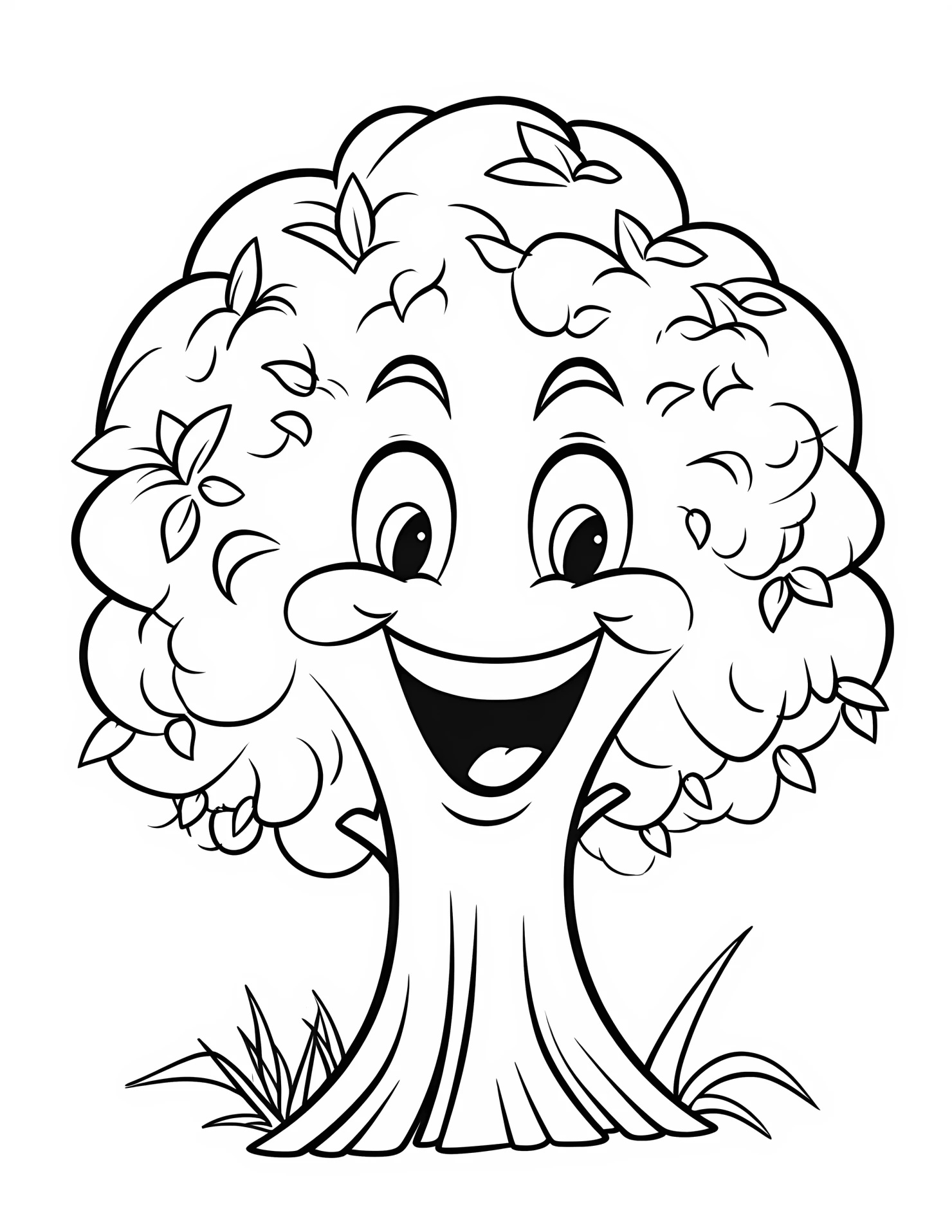 Pine tree for kids coloring page on white color background #32366