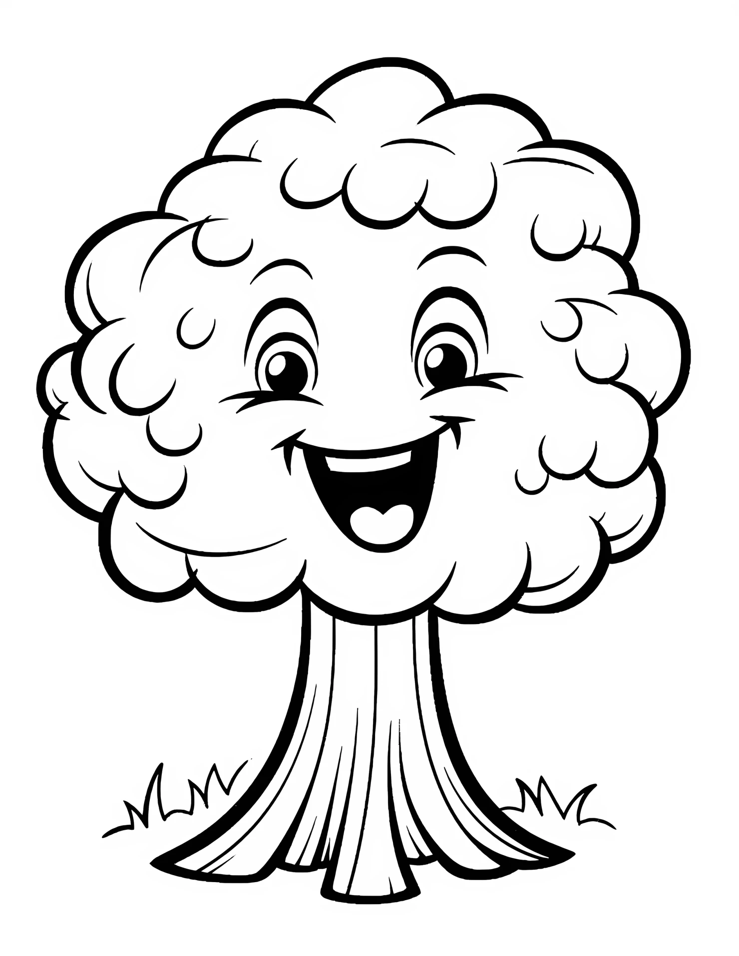 Pine tree for kids coloring page on white color background #32368