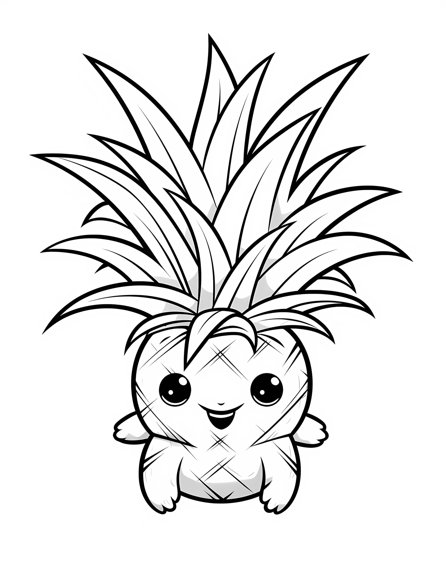 Pineapple for kids coloring page on white color background #32371