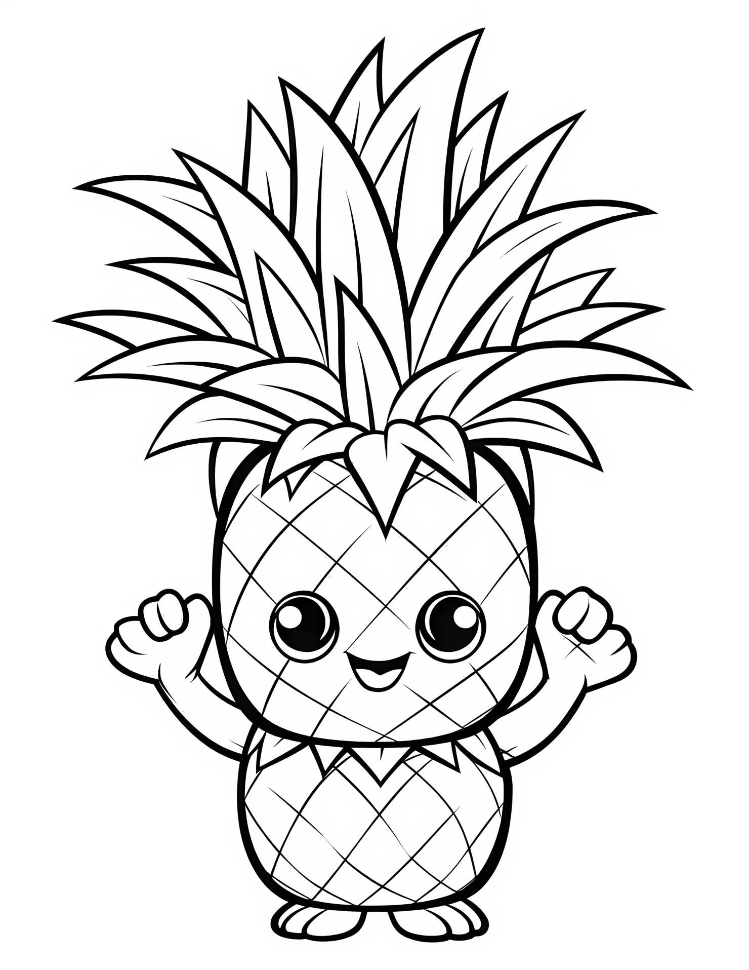 Pineapple for kids coloring page on white color background #32372