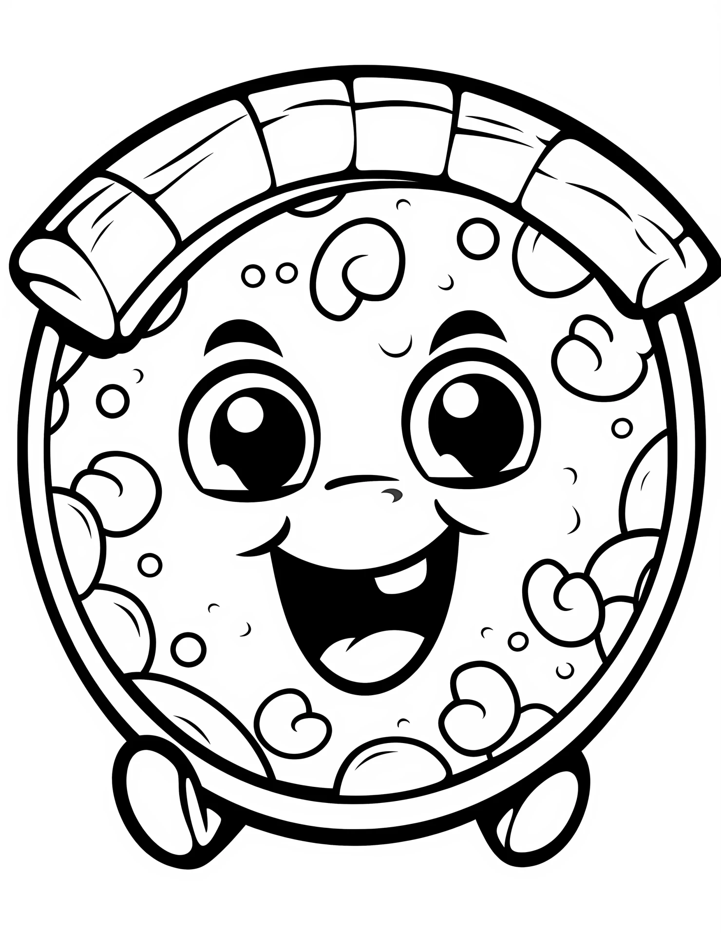 Pizza for kids coloring page on white color background #32384