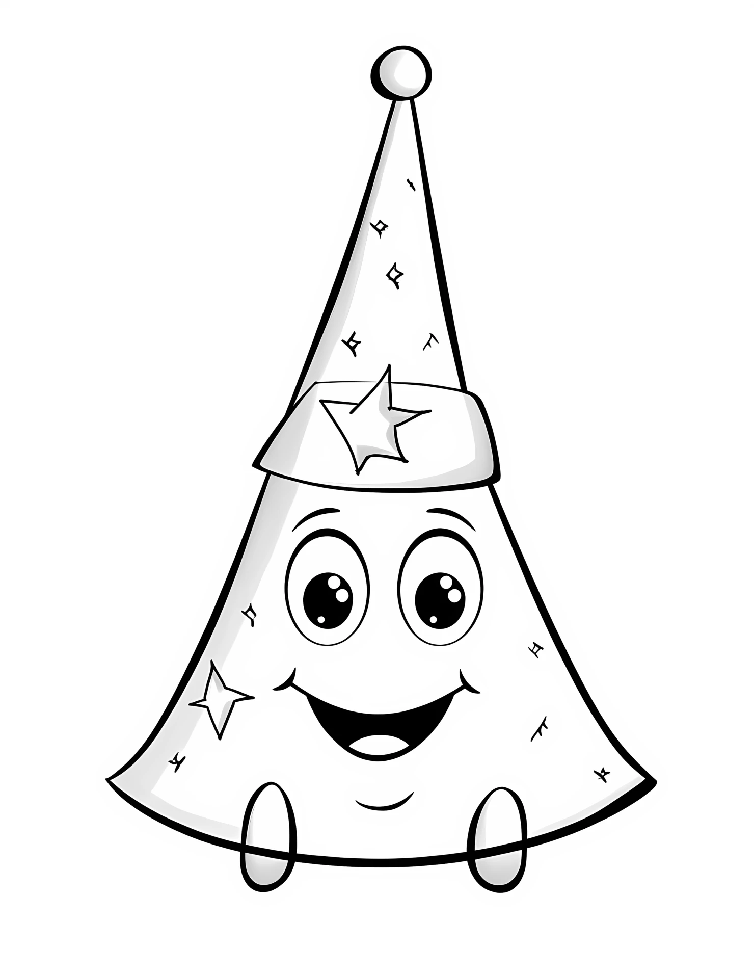 Pointy hat for kids coloring page on white color background #32391