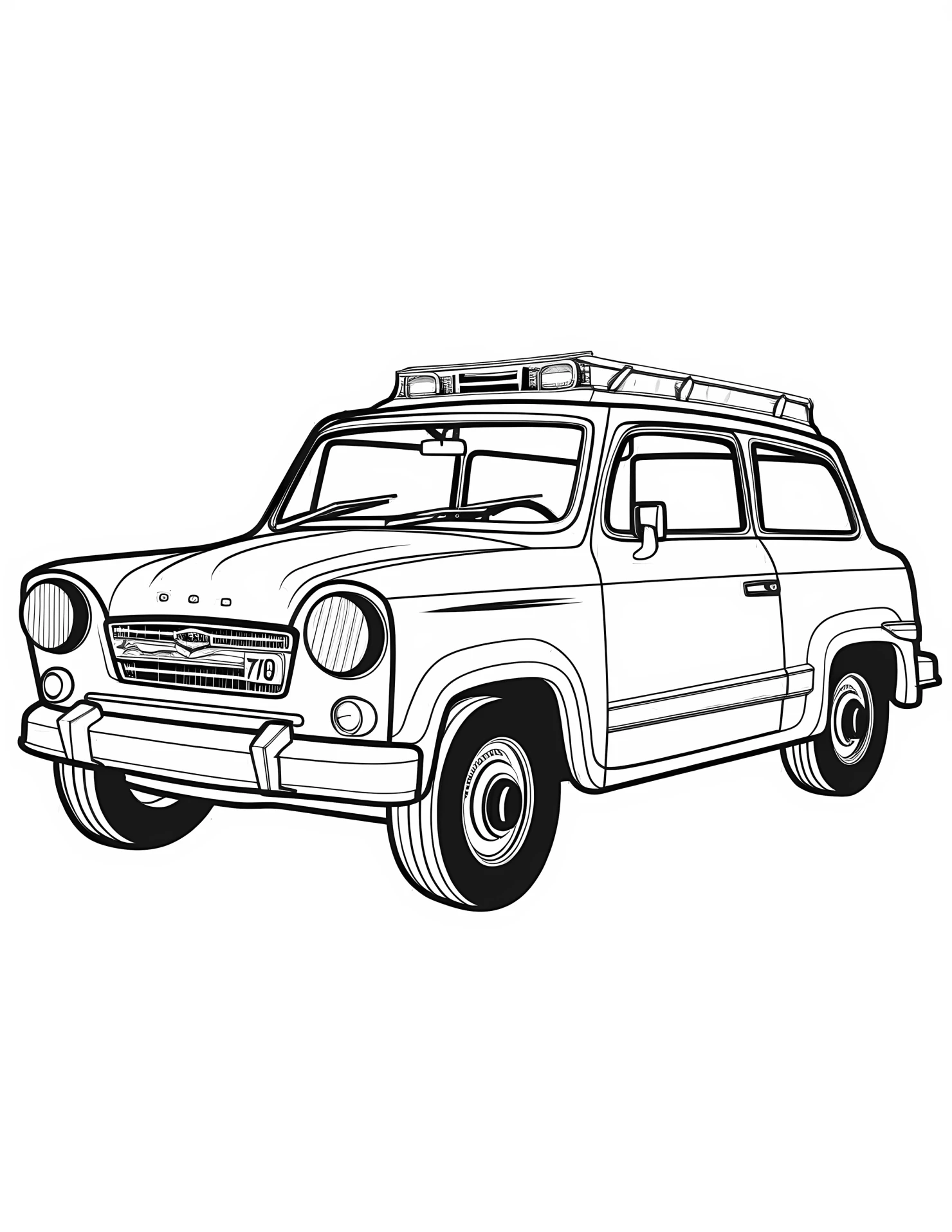 Police car for kids coloring page on white color background #32398