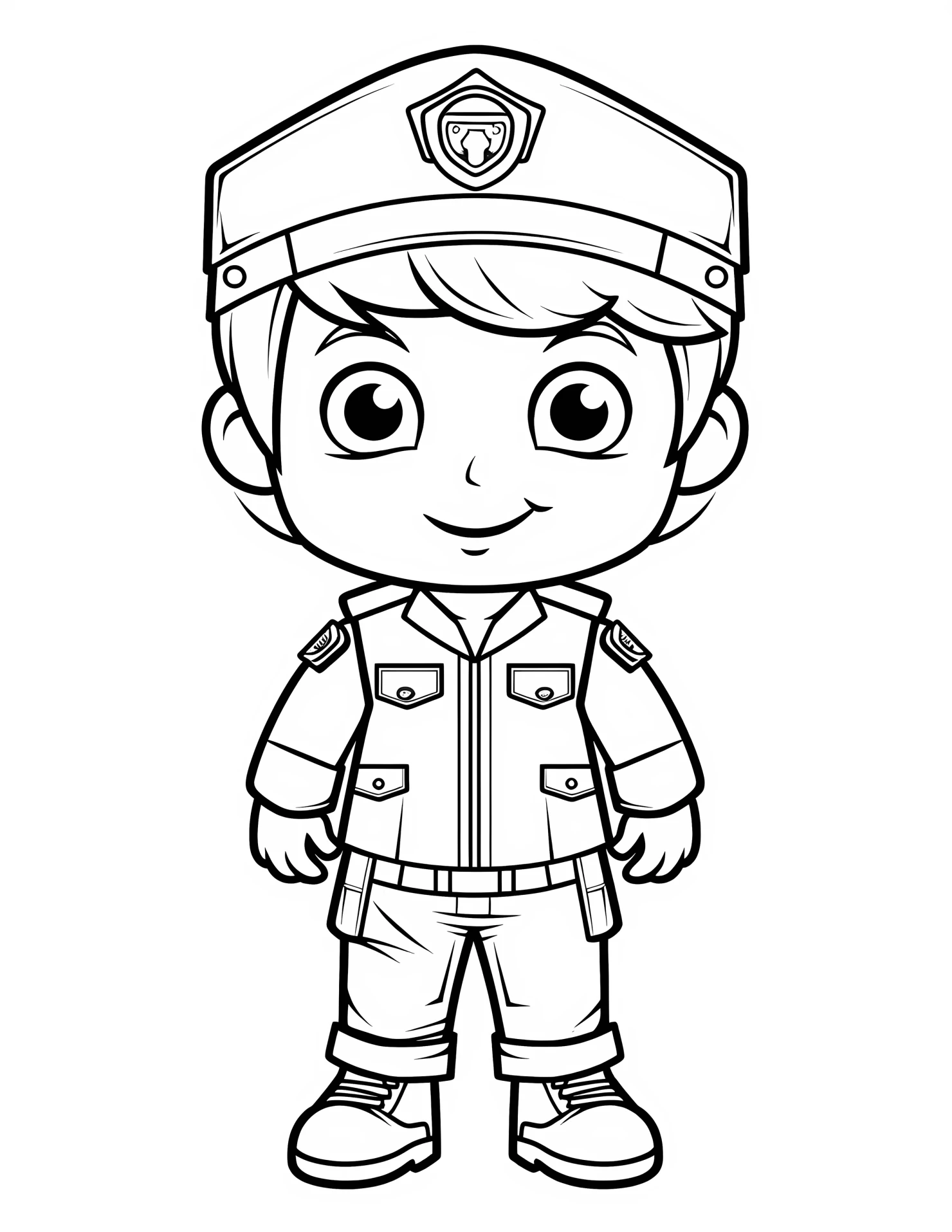 Police officer for kids coloring page on white color background #32413