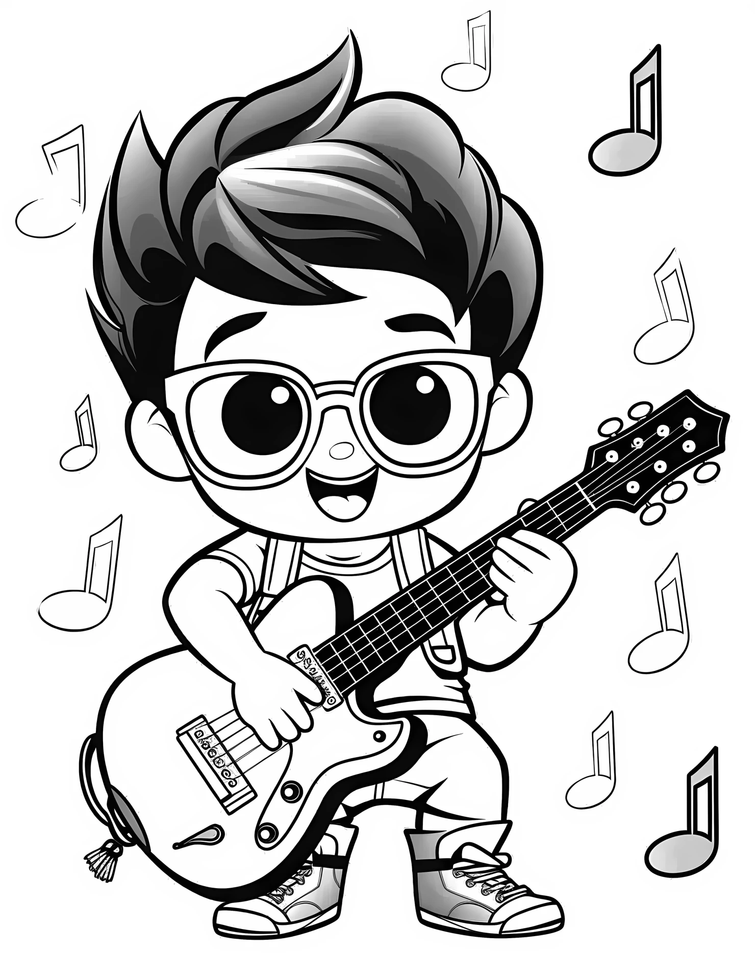 Pop music for kids coloring page on white color background #32415