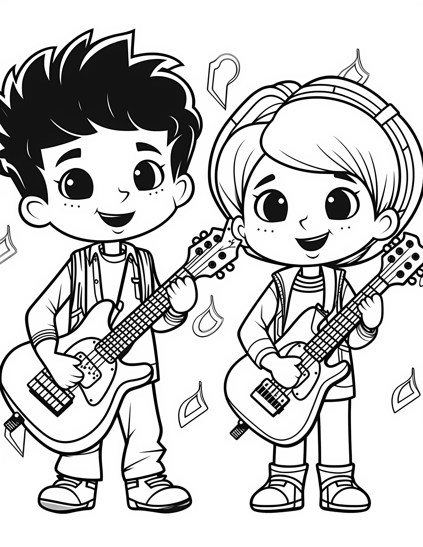 Pop music for kids coloring page on white color background #32416