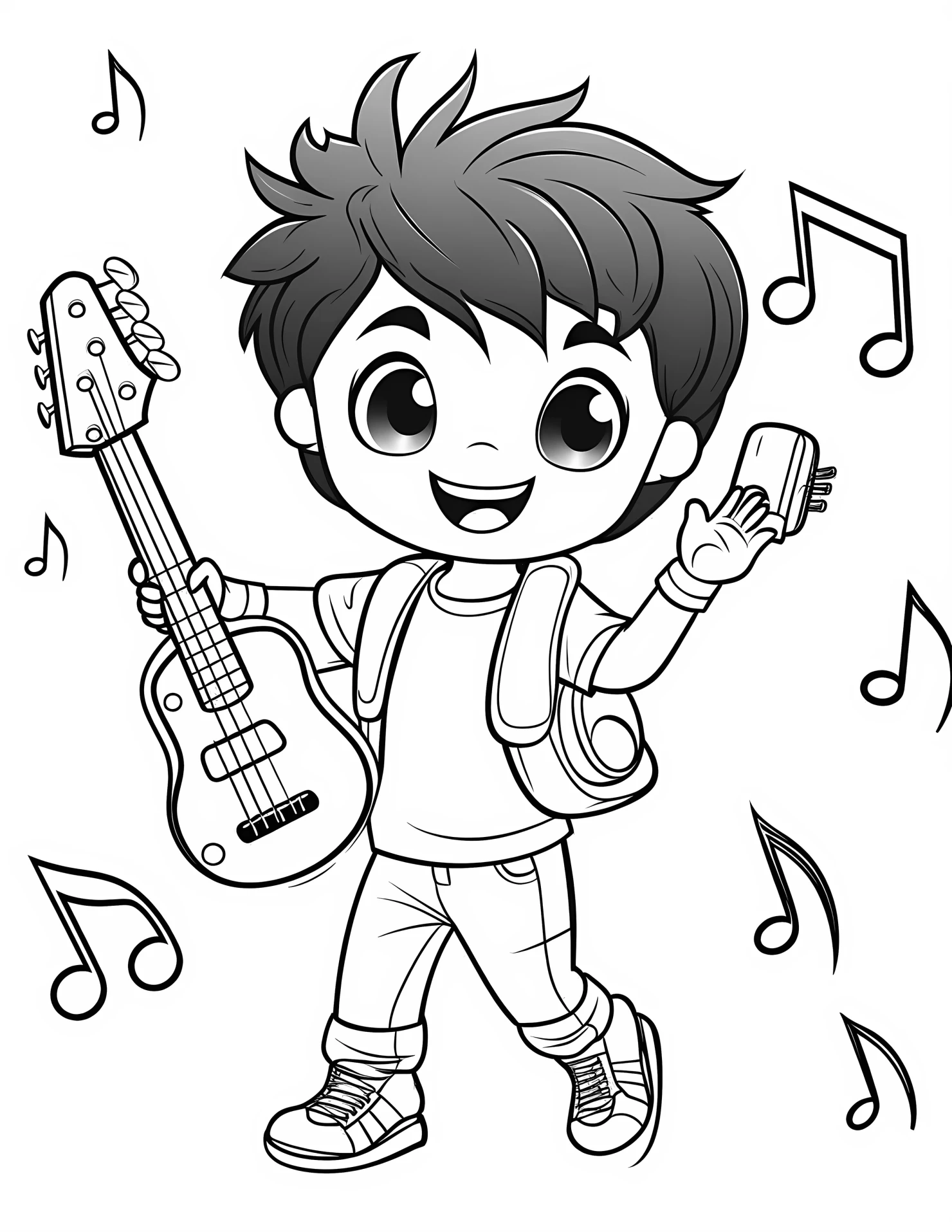 Pop music for kids coloring page on white color background #32417