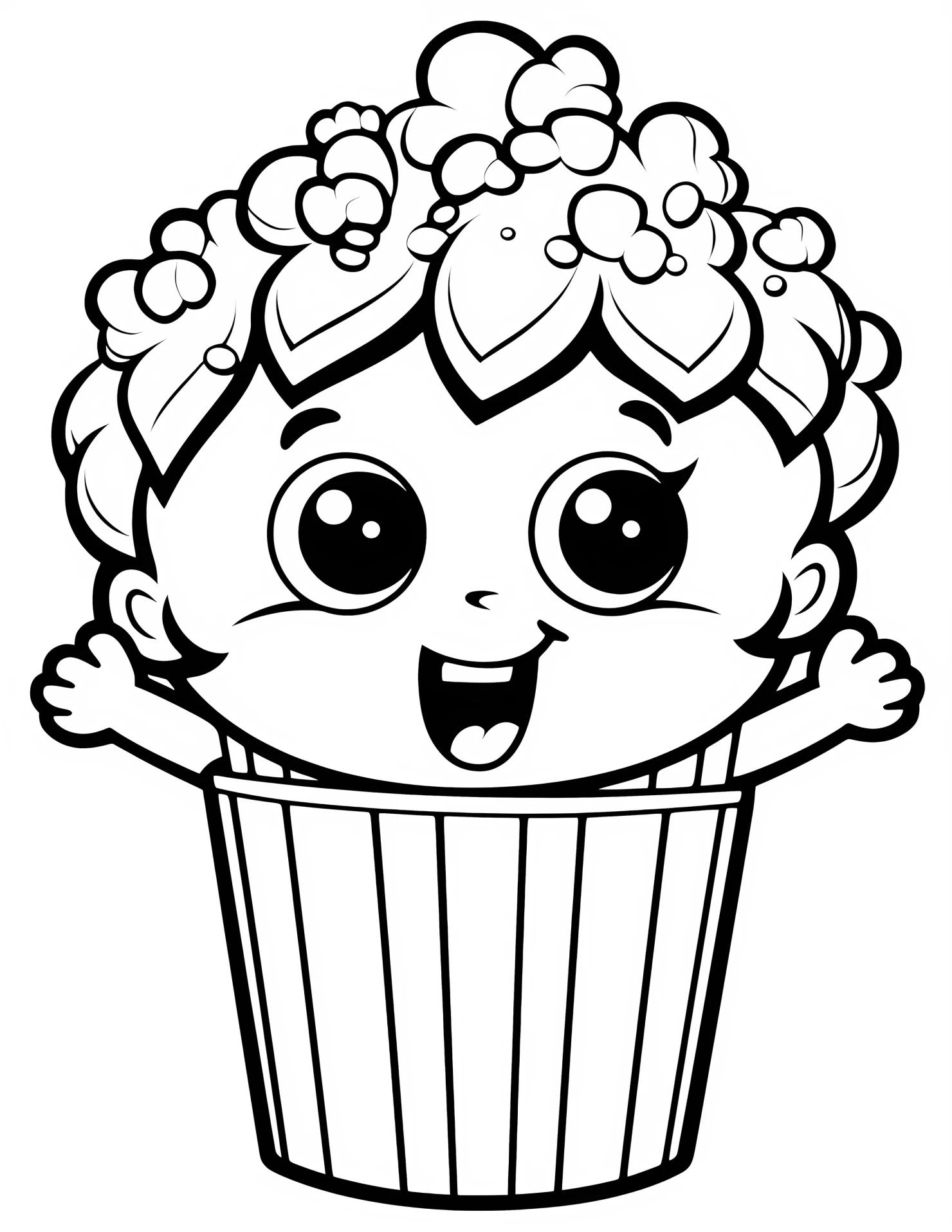Popcorn for kids coloring page on white color background #32418