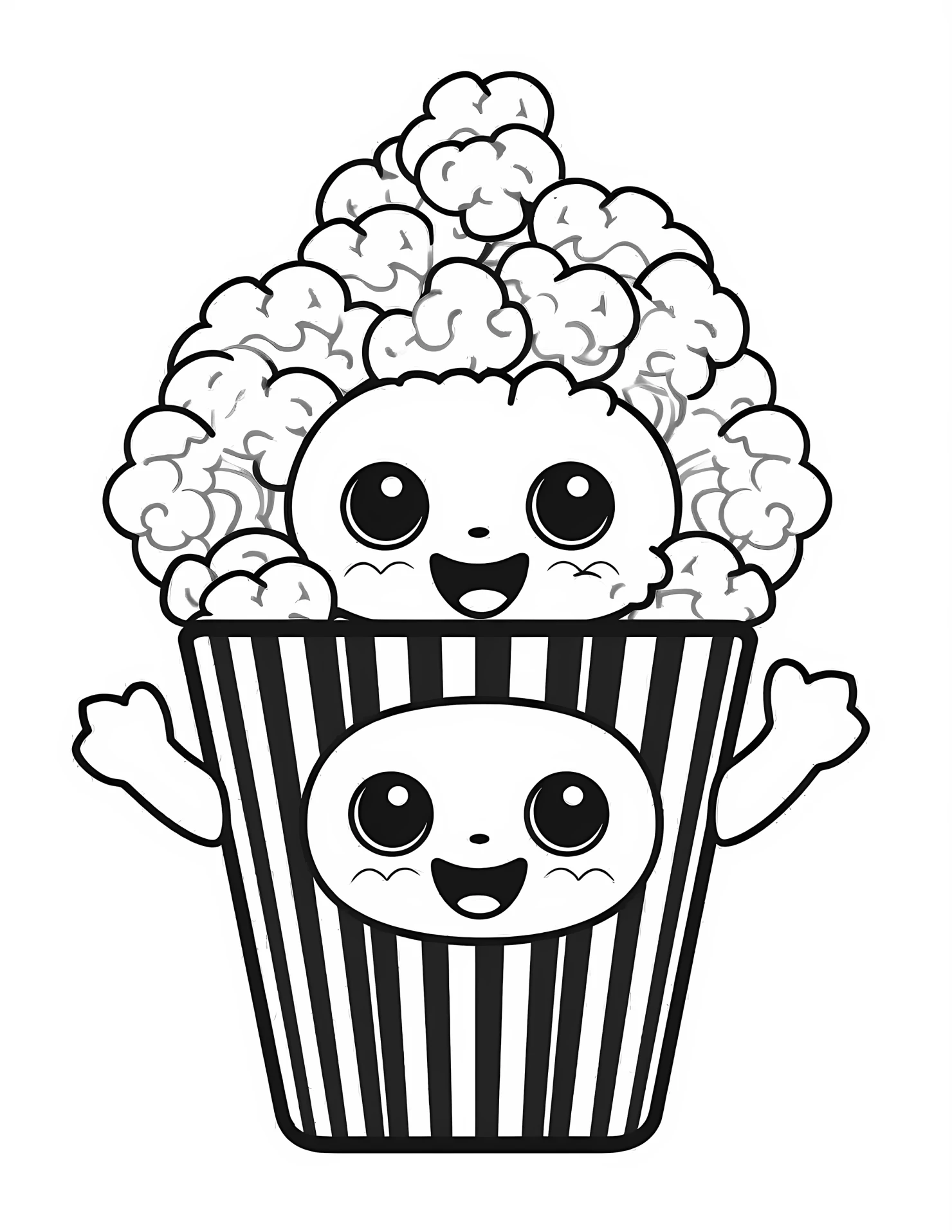 Popcorn for kids coloring page on white color background #32421