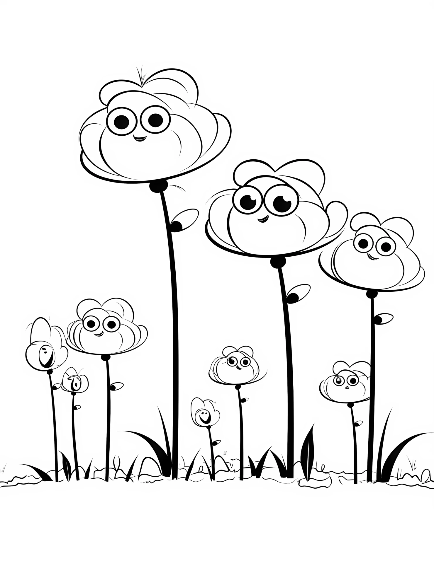 Poppies for kids coloring page on white color background #32424