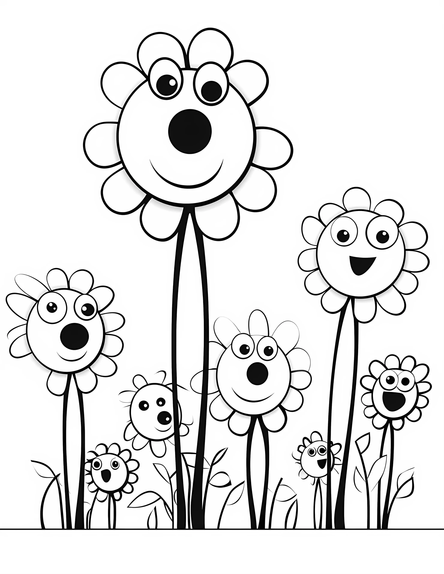 Poppies for kids coloring page on white color background #32425