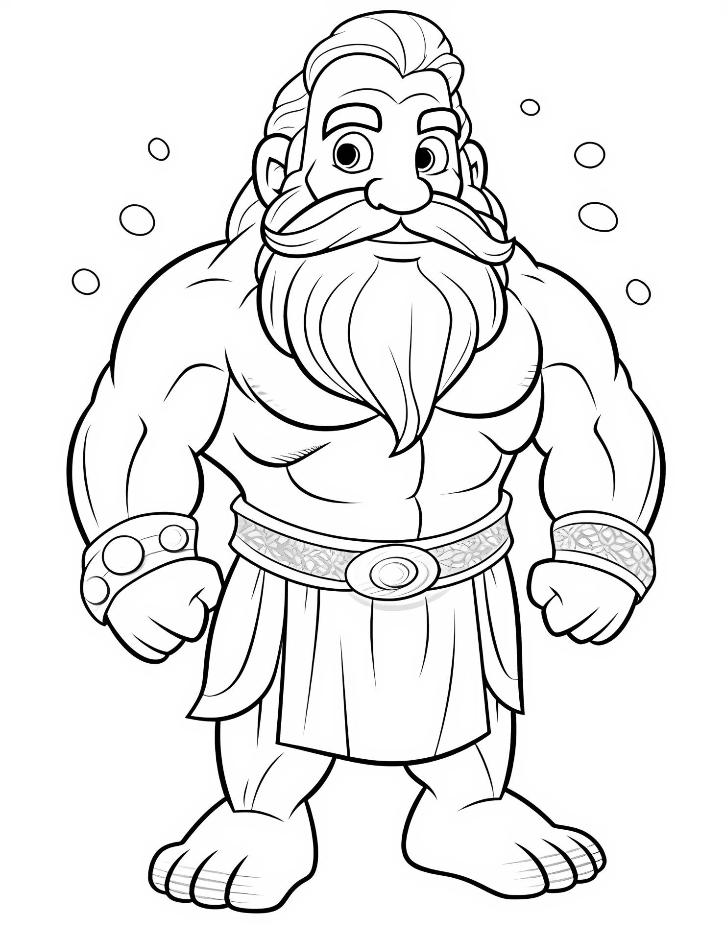 Poseidon for kids coloring page on white color background #32430