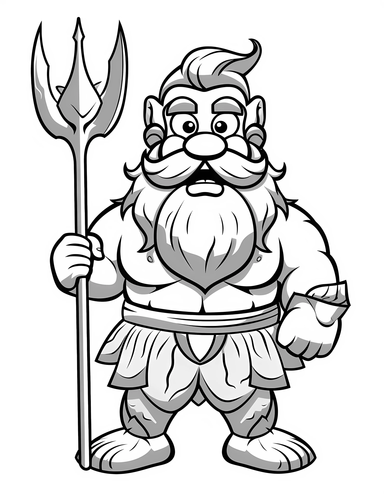 Poseidon for kids coloring page on white color background #32431