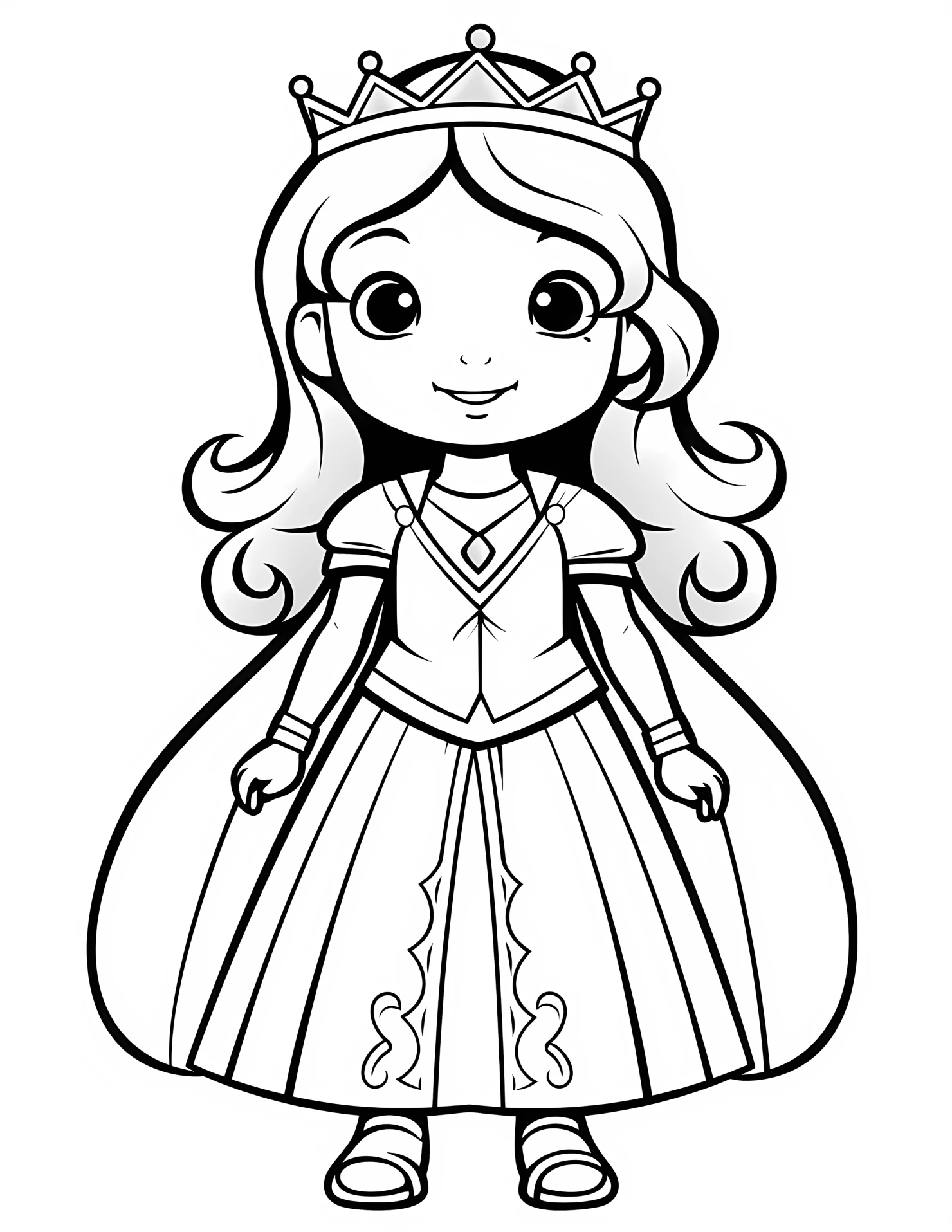 Princess for kids coloring page on white color background #32450