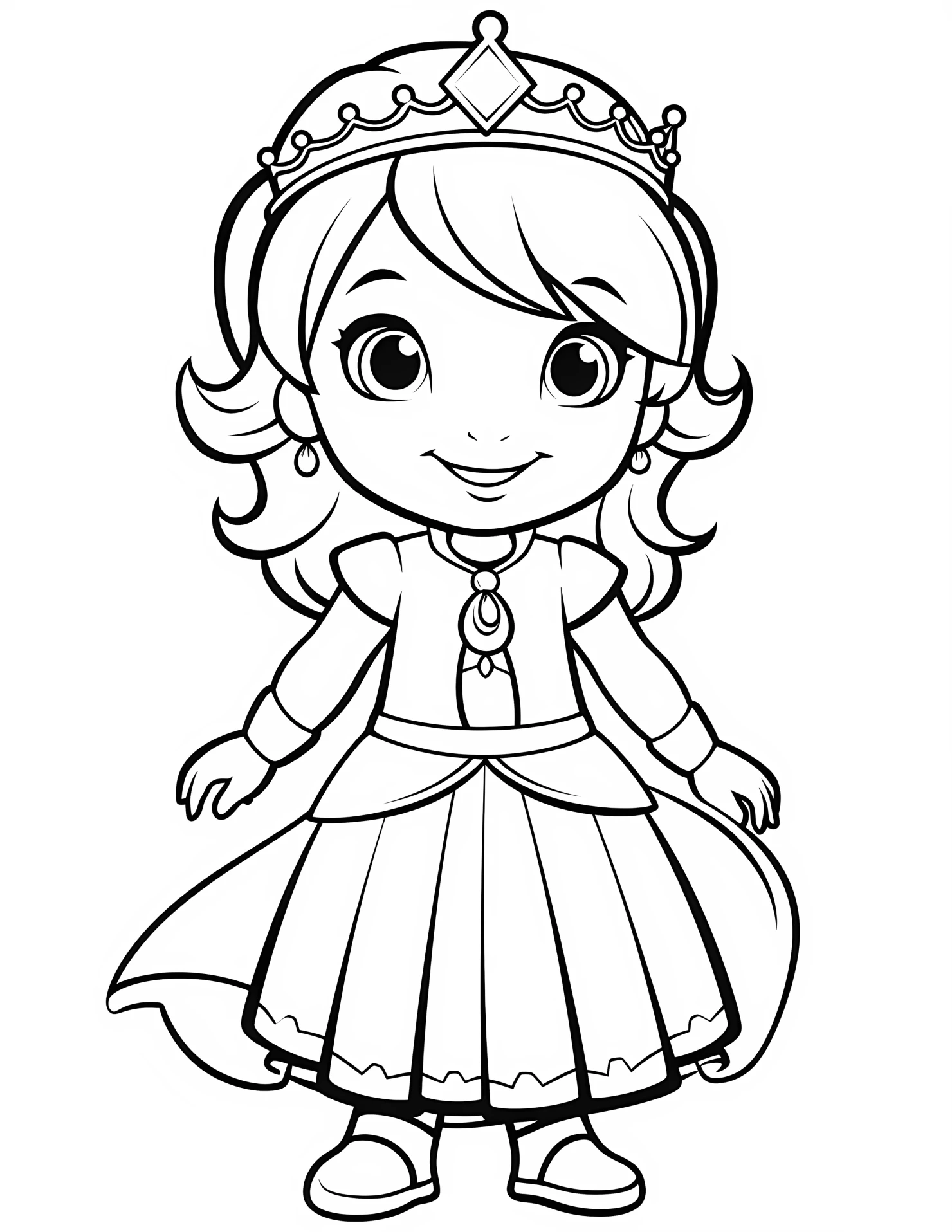 Princess for kids coloring page on white color background #32456