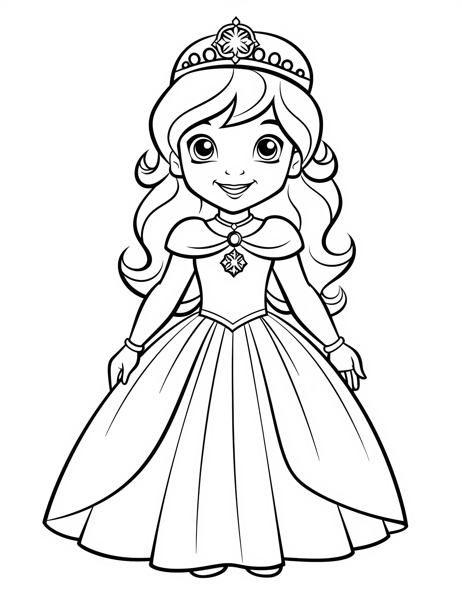 Princess for kids coloring page on white color background #32457