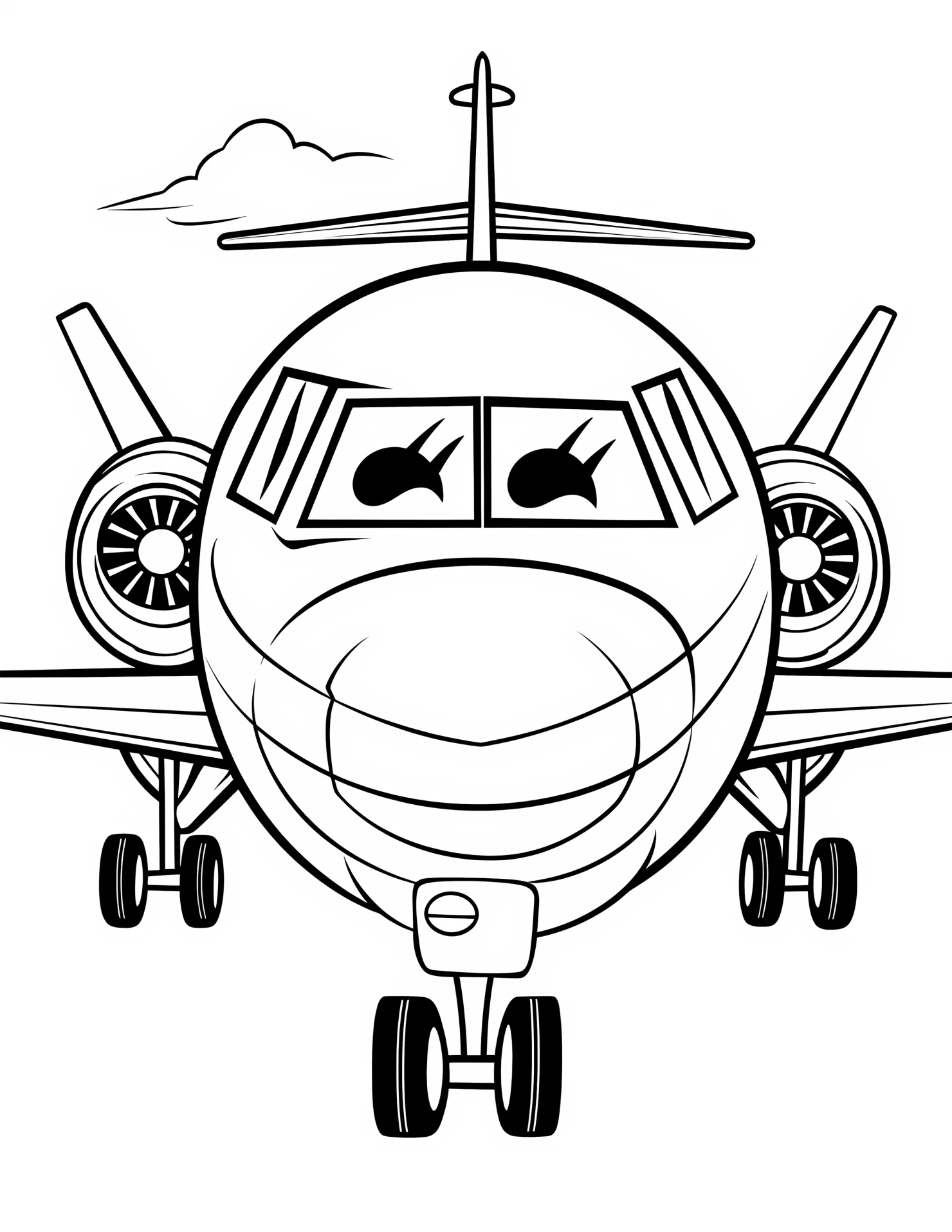 Private jet for kids coloring page on white color background #32461