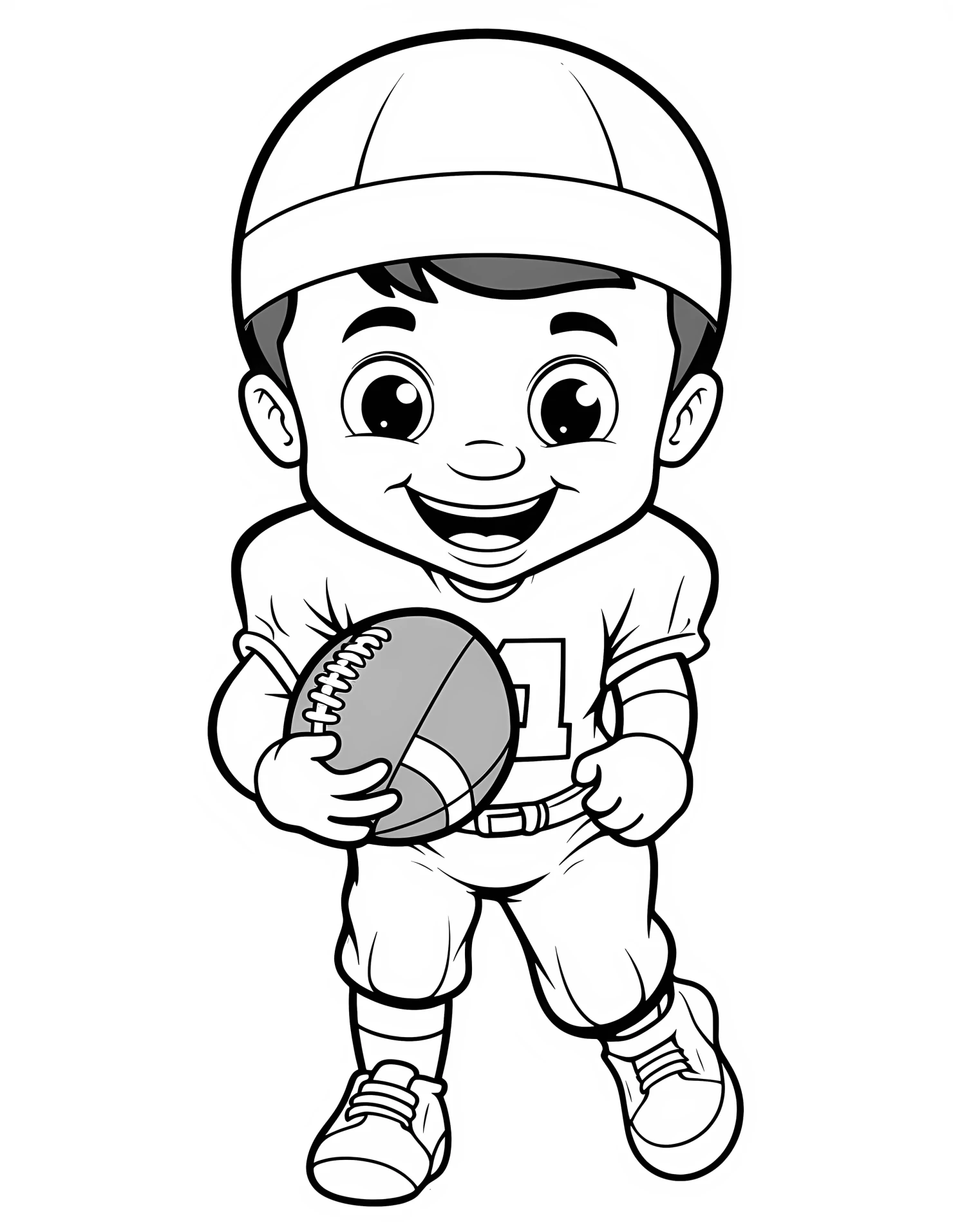 Quarterback for kids coloring page on white color background #32472