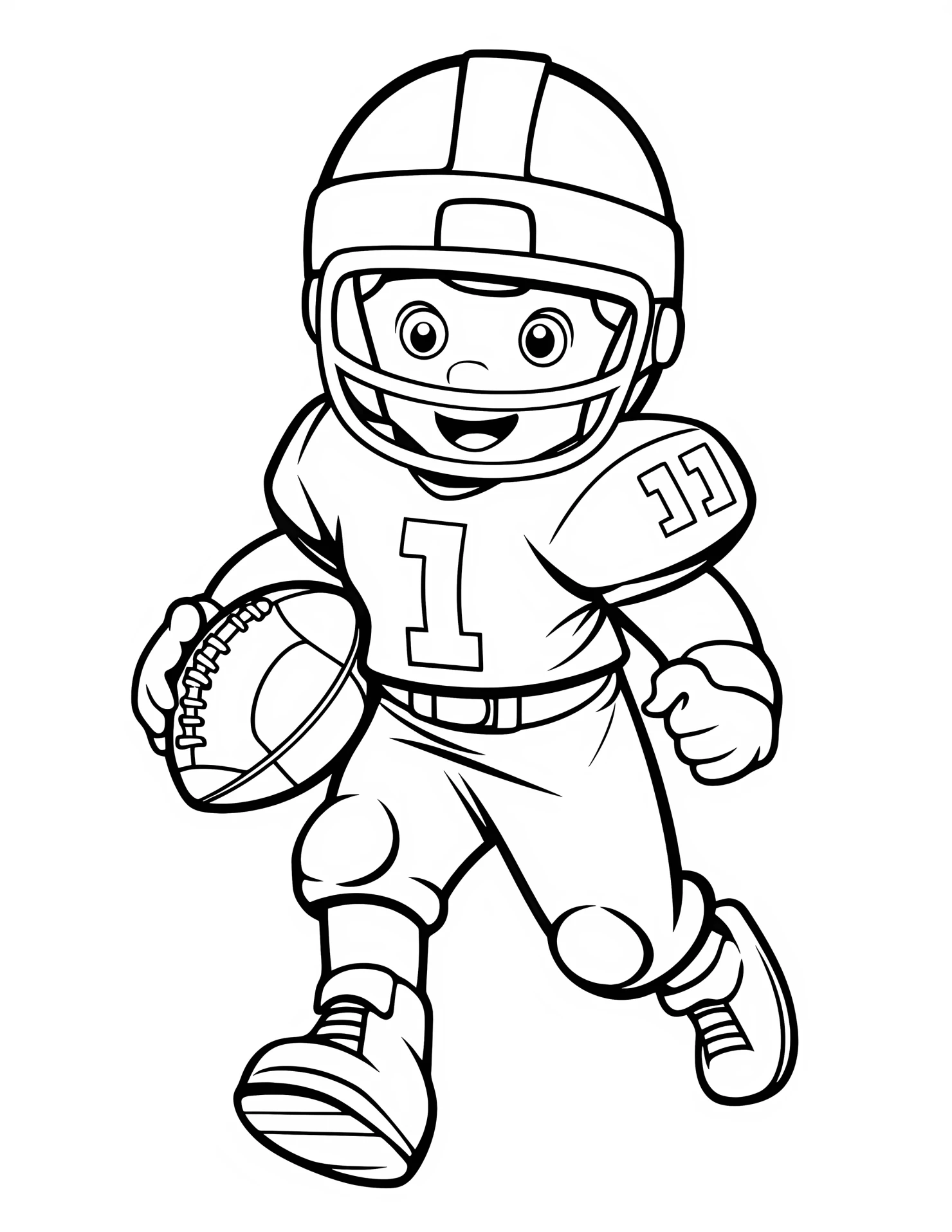 Quarterback for kids coloring page on white color background #32473