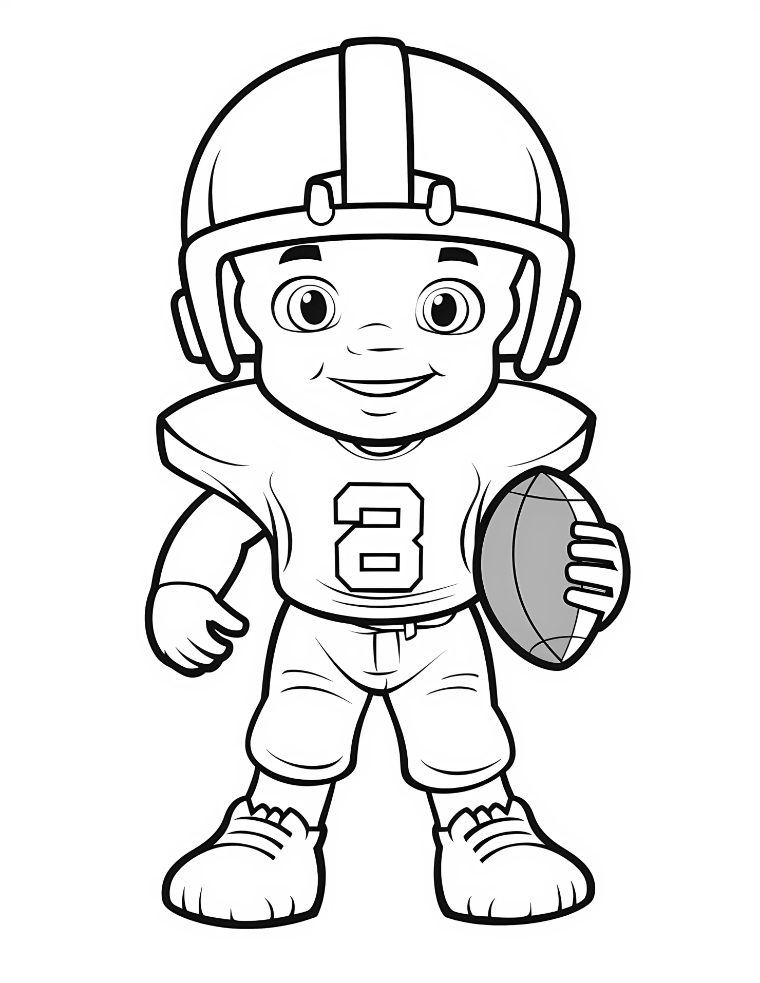 Quarterback for kids coloring page on white color background #32475