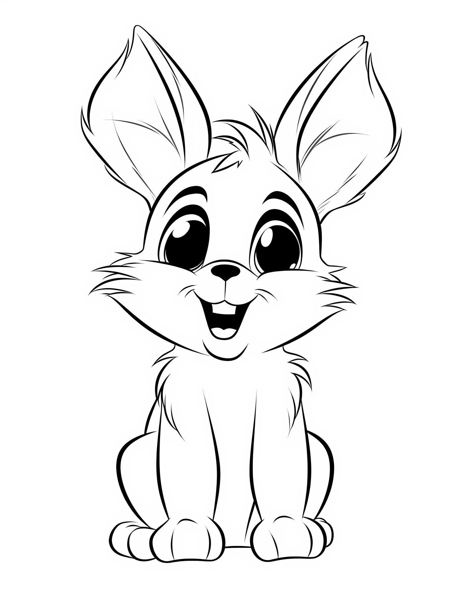 Rabbit for kids coloring page on white color background #32482