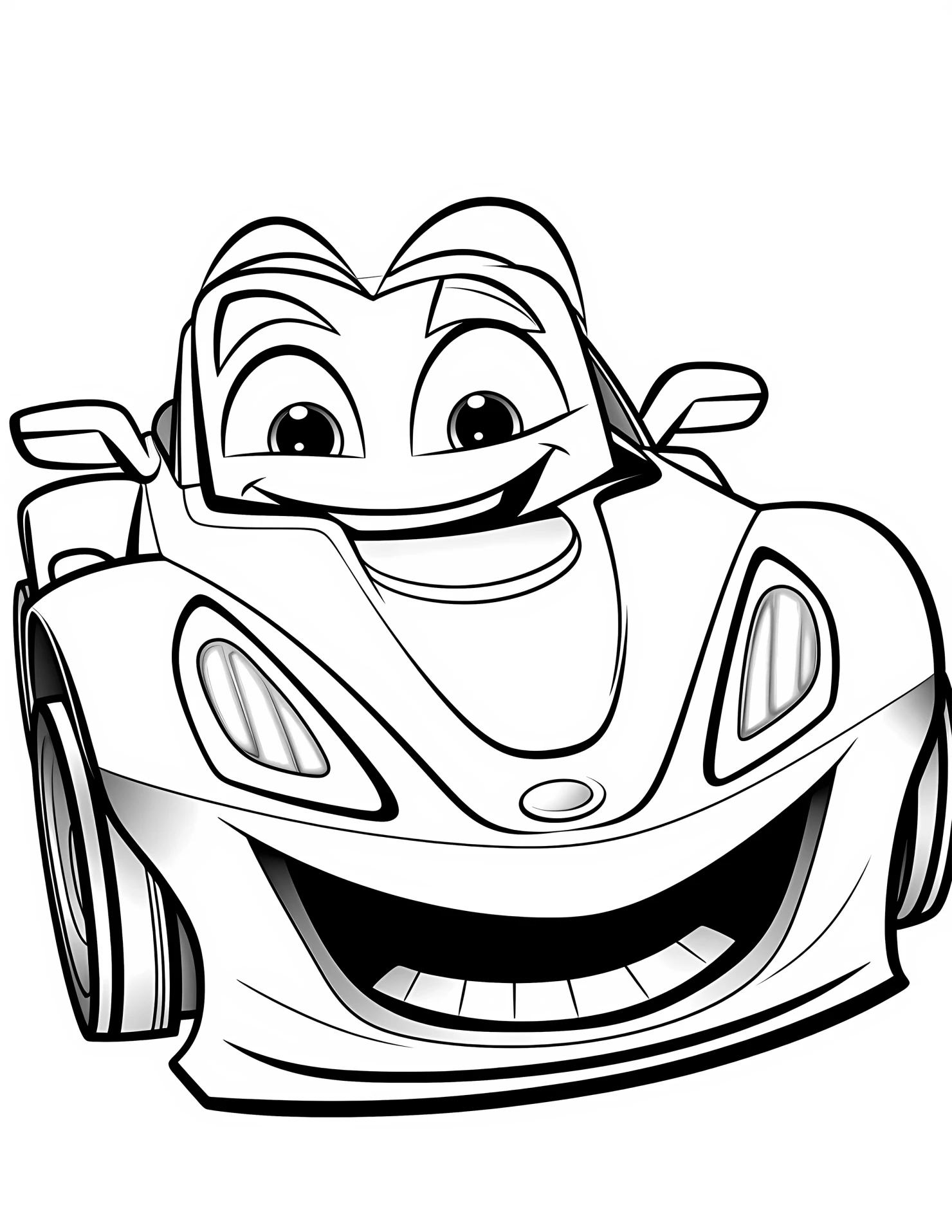 Racing car for kids coloring page on white color background #32485