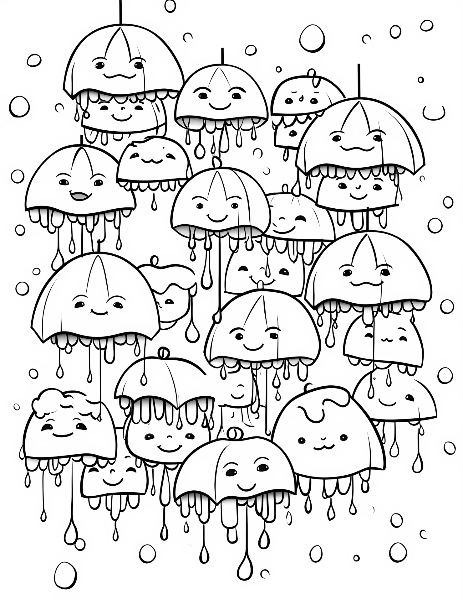 Rain for kids coloring page on white color background #32489