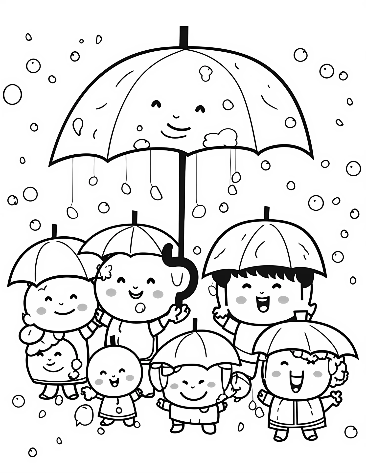 Rain for kids coloring page on white color background #32490