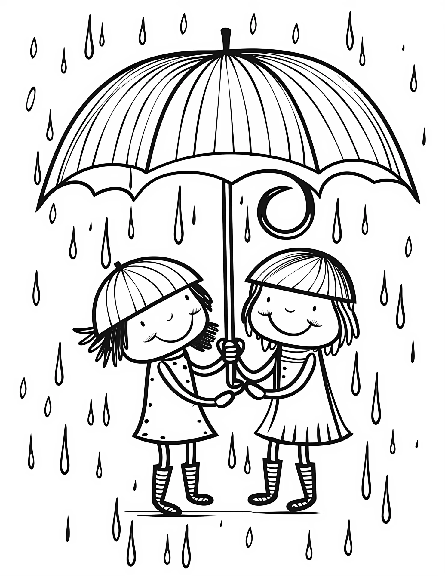 Rain for kids coloring page on white color background #32491